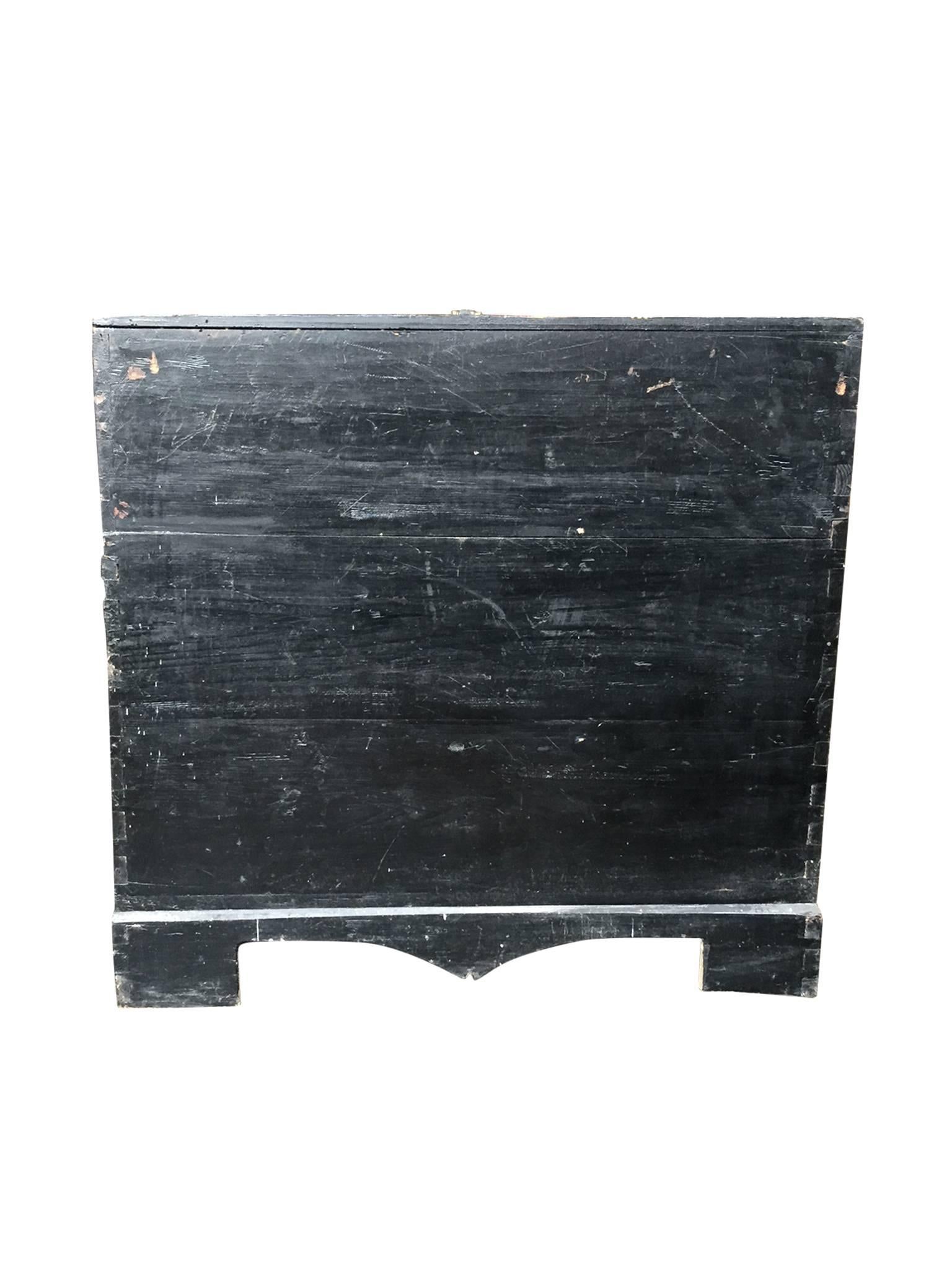 Etched Antique Korean Yew Wood Chest or Bandaji