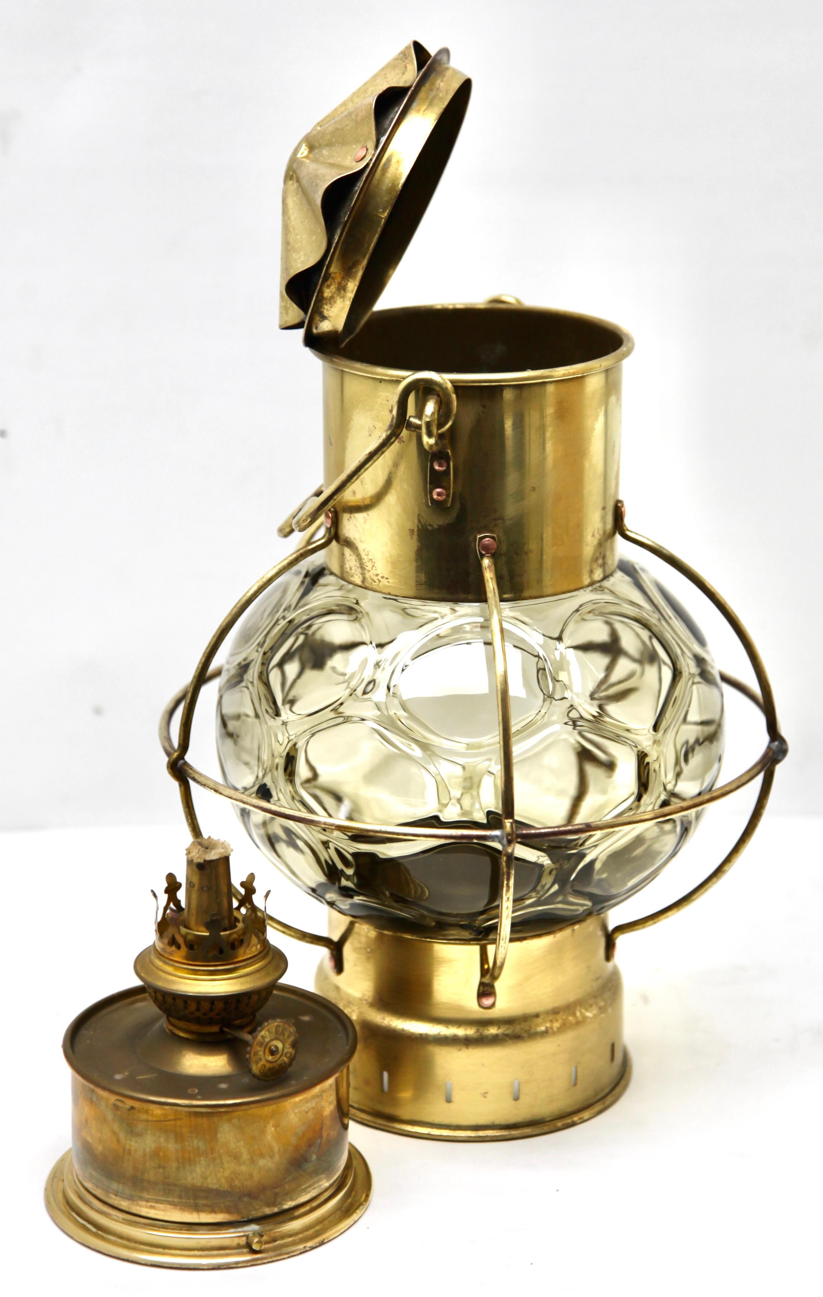 Lampe de bateau à huile Kosmos Brenner transformée en électrique, années 1900 1