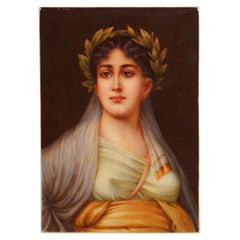 Antique KPM Berlin Classical Porcelain Portrait Plaque of a Woman C1890