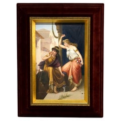 Antique KPM Berlin Continental Porcelain Portrait Plaque of Maidens c1880