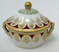Antique KPM Berlin German Victorian Hand Decorated Gilt Tureen Centerpiece Dish