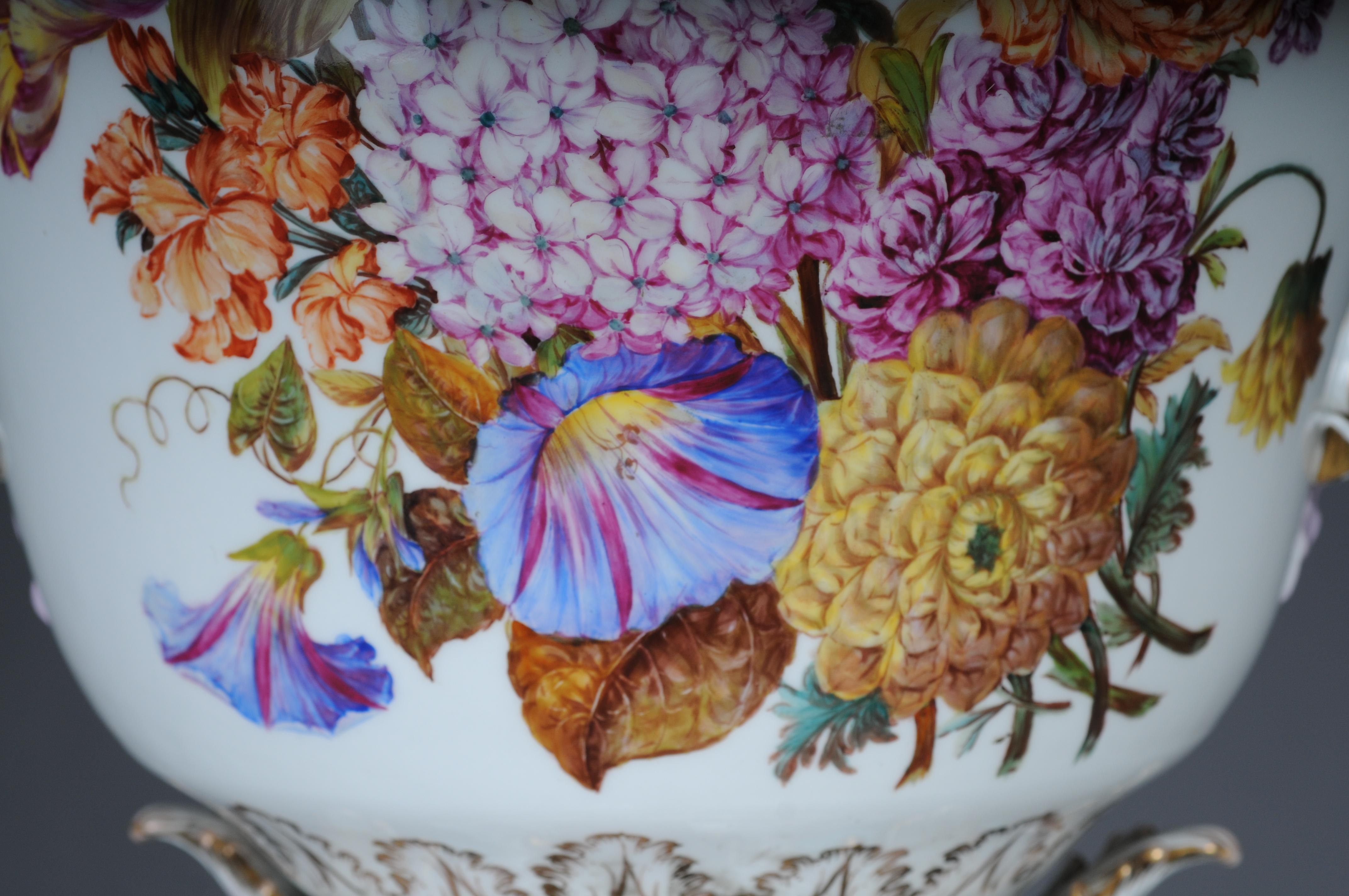 Antique KPM Berlin potpourri vases with Watteau scenes around 1830, 64 cm For Sale 11