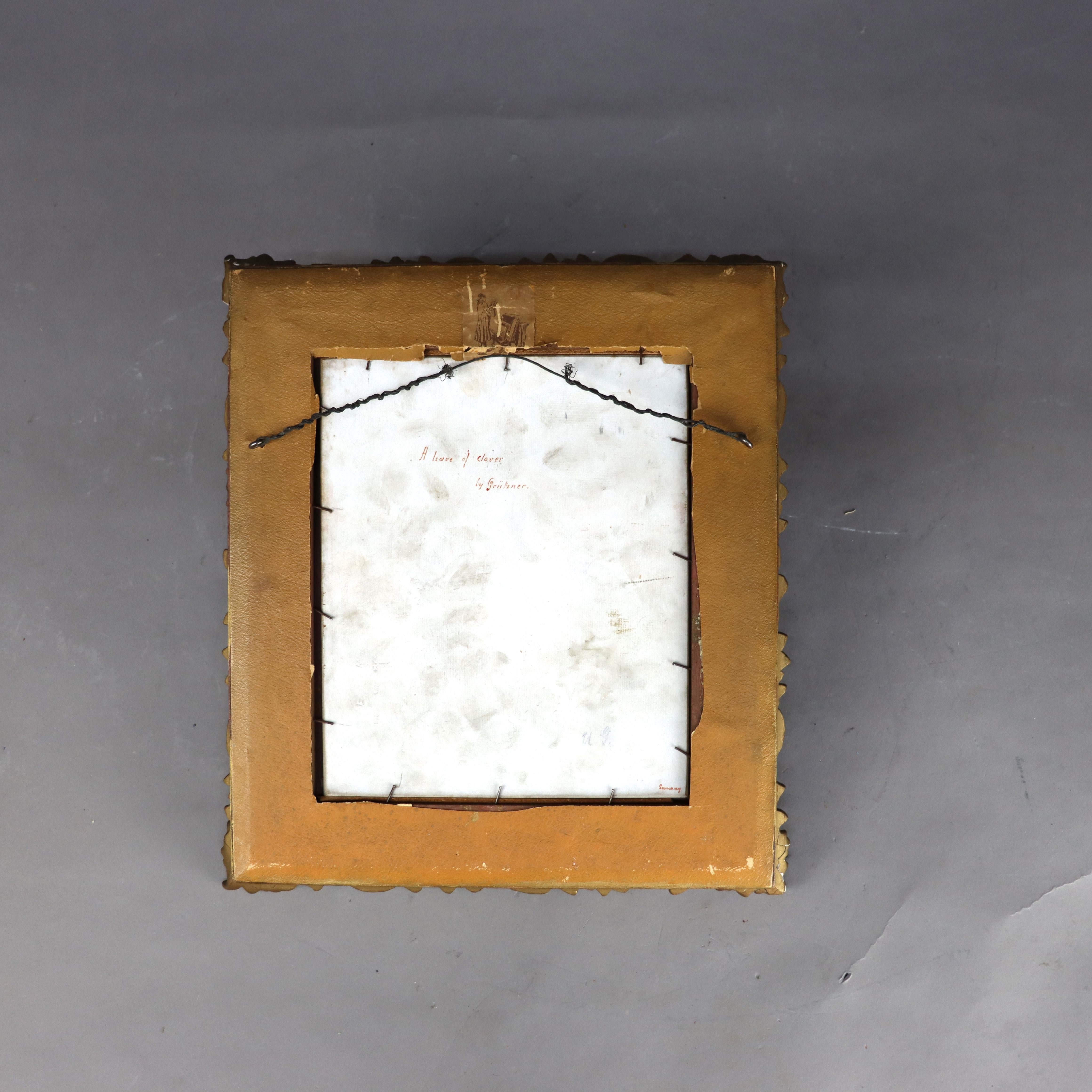 Antique KPM Genre Painting on Porcelain “A Leaf Of Clover” by E. Greutzner C1890

Measures - 14 1/4