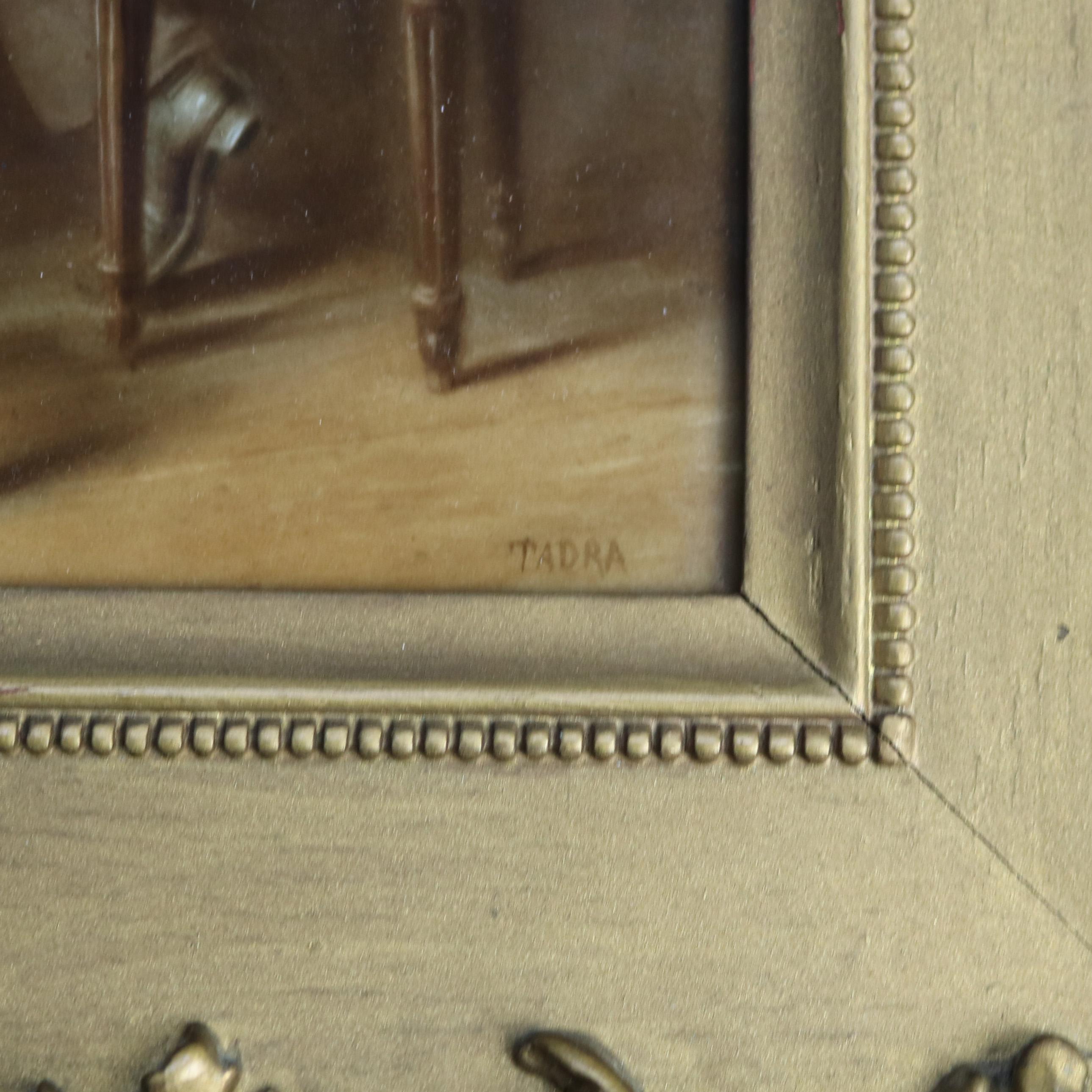 Antique KPM Genre Painting on Porcelain “A Leaf Of Clover” by E. Greutzner C1890 In Good Condition For Sale In Big Flats, NY