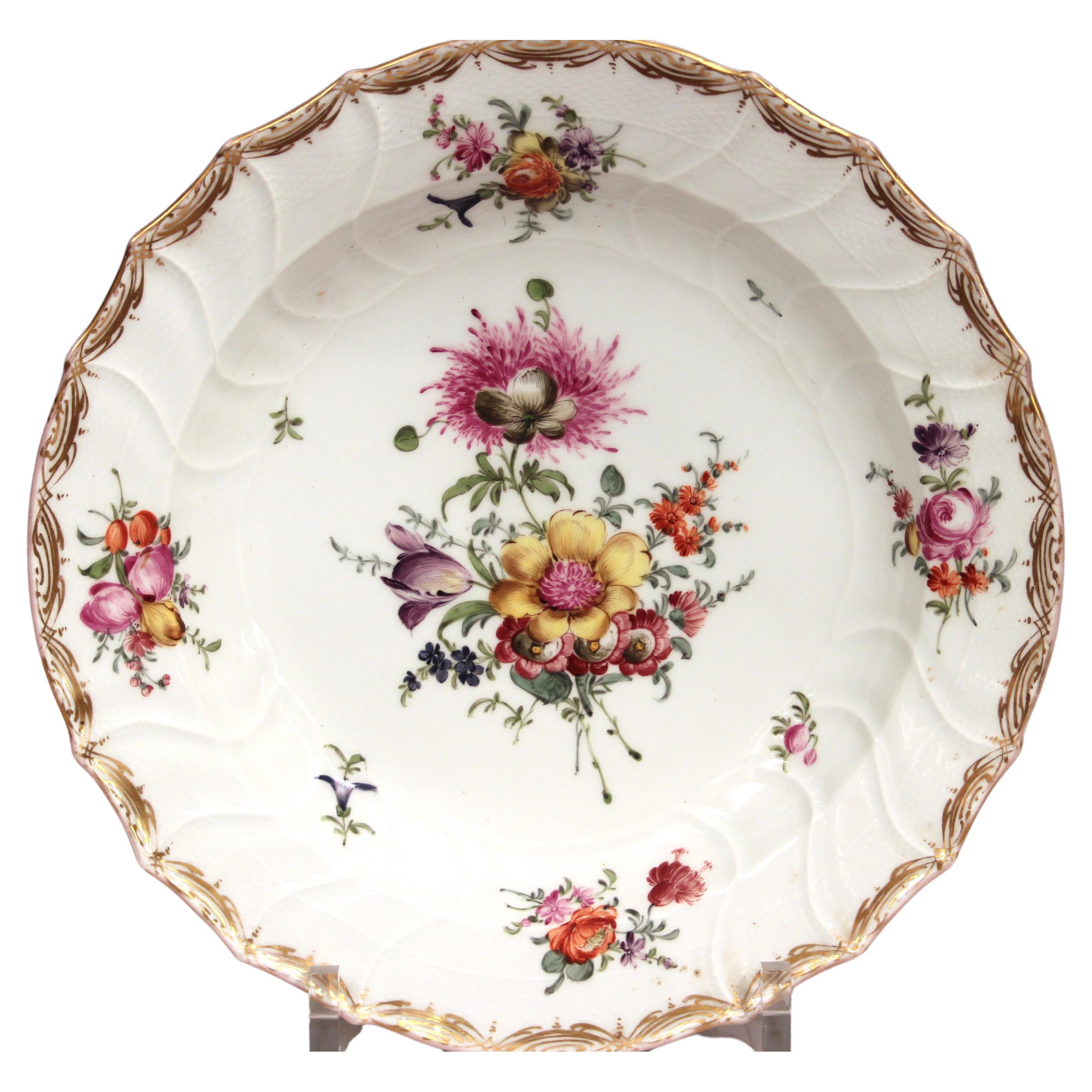 Antique KPM Meissen Platter Charger Porcelain German Plate Signed 19th 12 3/8" For Sale