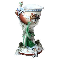 Antique KPM Neoclassical Figural Mermaid & Cherub Porcelain Centerpiece C1890