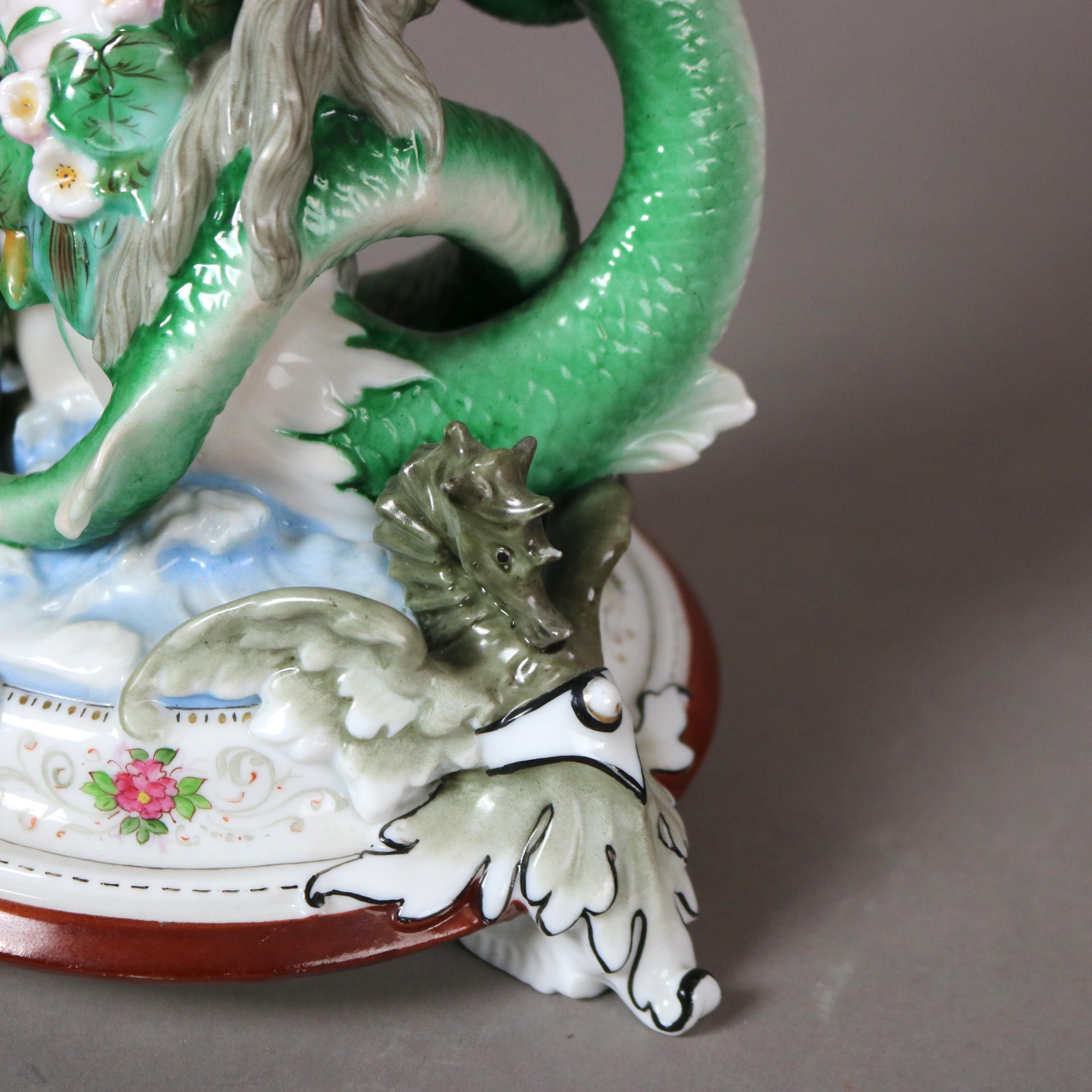 Antique KPM Neoclassical Figural Mermaid & Cherub Porcelain Centerpiece C1890 2