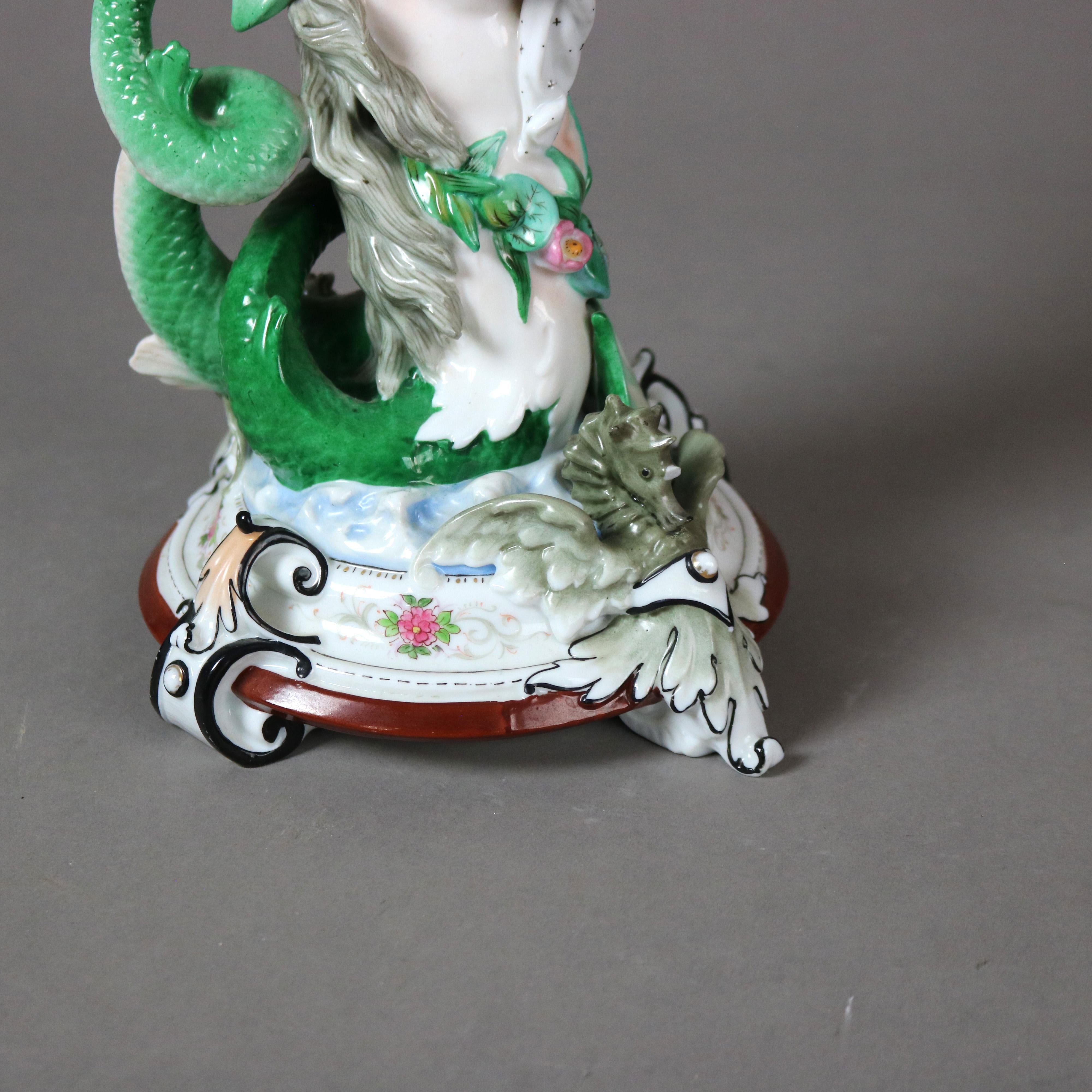 Antique KPM Neoclassical Figural Mermaid & Cherub Porcelain Centerpiece C1890 4
