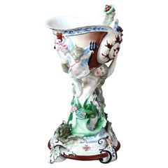 Antique KPM Neoclassical Figural Mermaid & Cherub Porcelain Centerpiece C1890