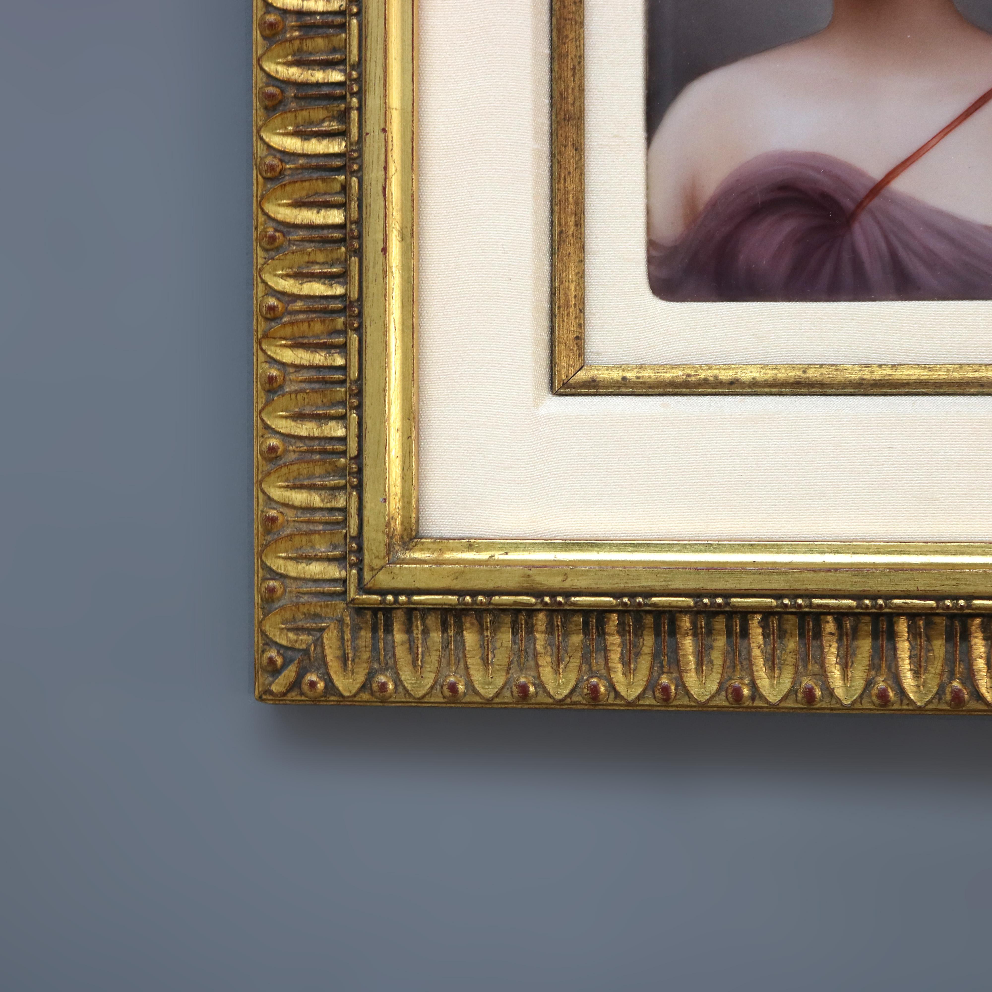 Antique KPM Painting on Porcelain Portrait of a Maiden C1890 In Good Condition For Sale In Big Flats, NY