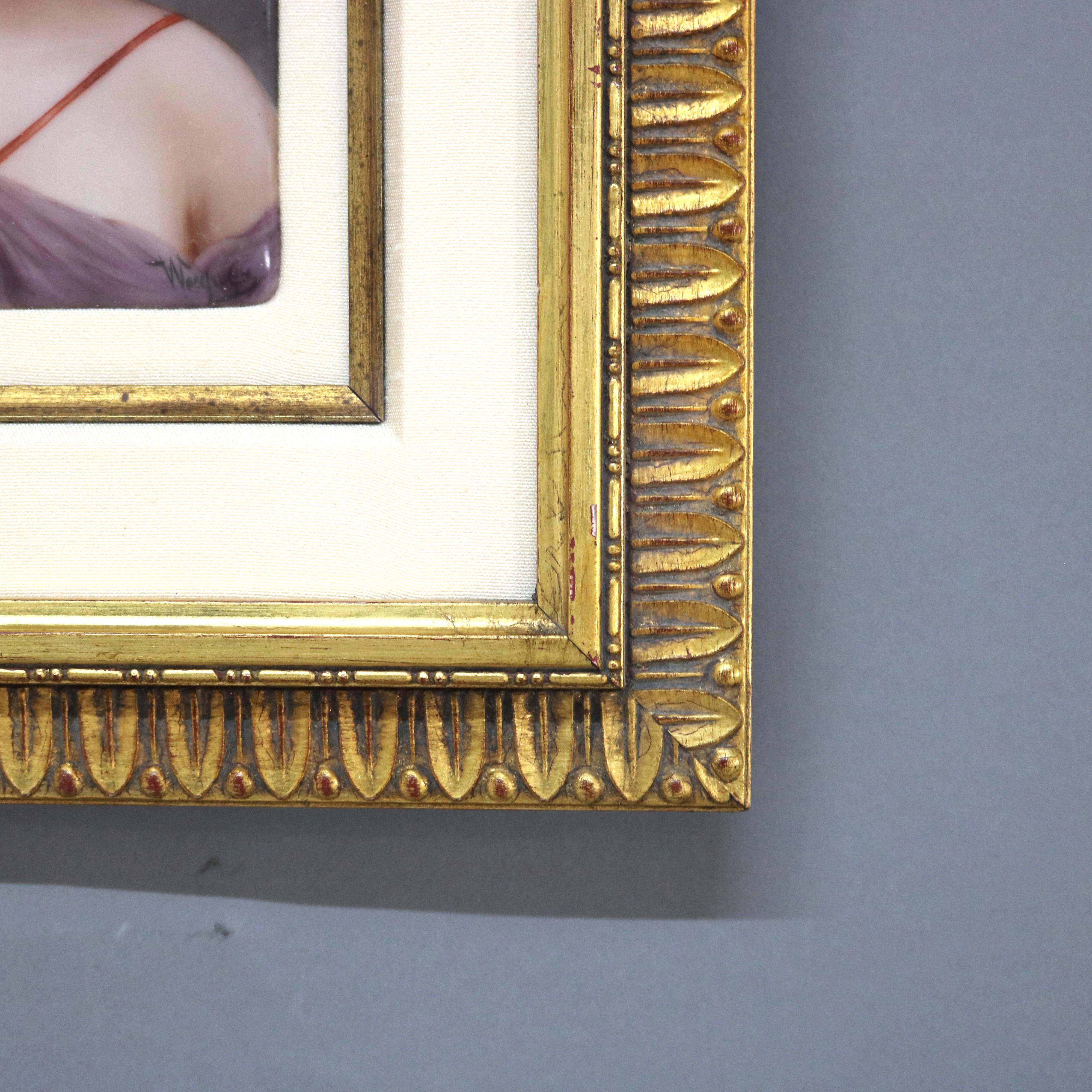 19th Century Antique KPM Painting on Porcelain Portrait of a Maiden C1890 For Sale