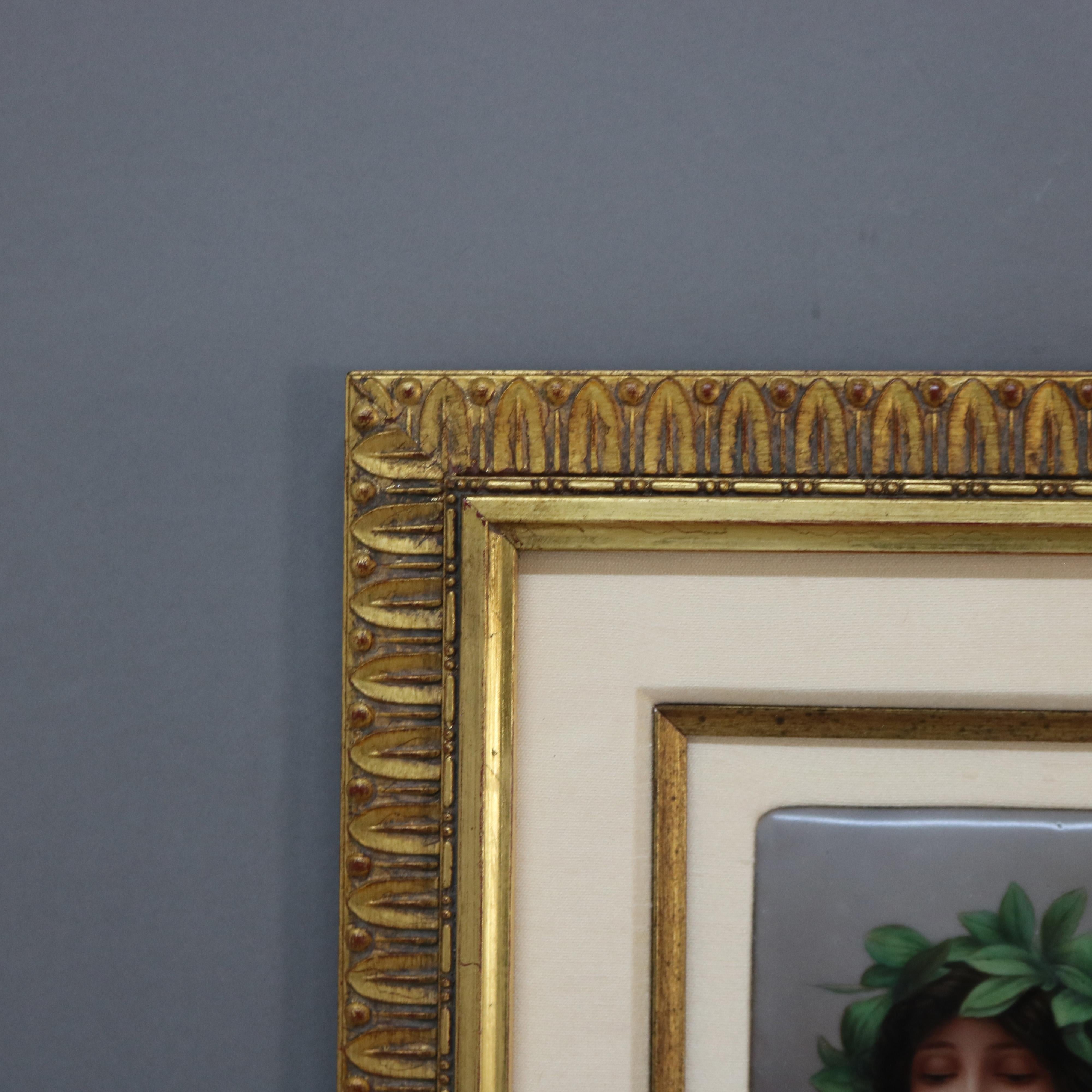 Antique KPM Painting on Porcelain Portrait of a Maiden C1890 For Sale 2