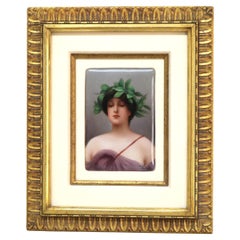 Antique KPM Painting on Porcelain Portrait of a Maiden C1890