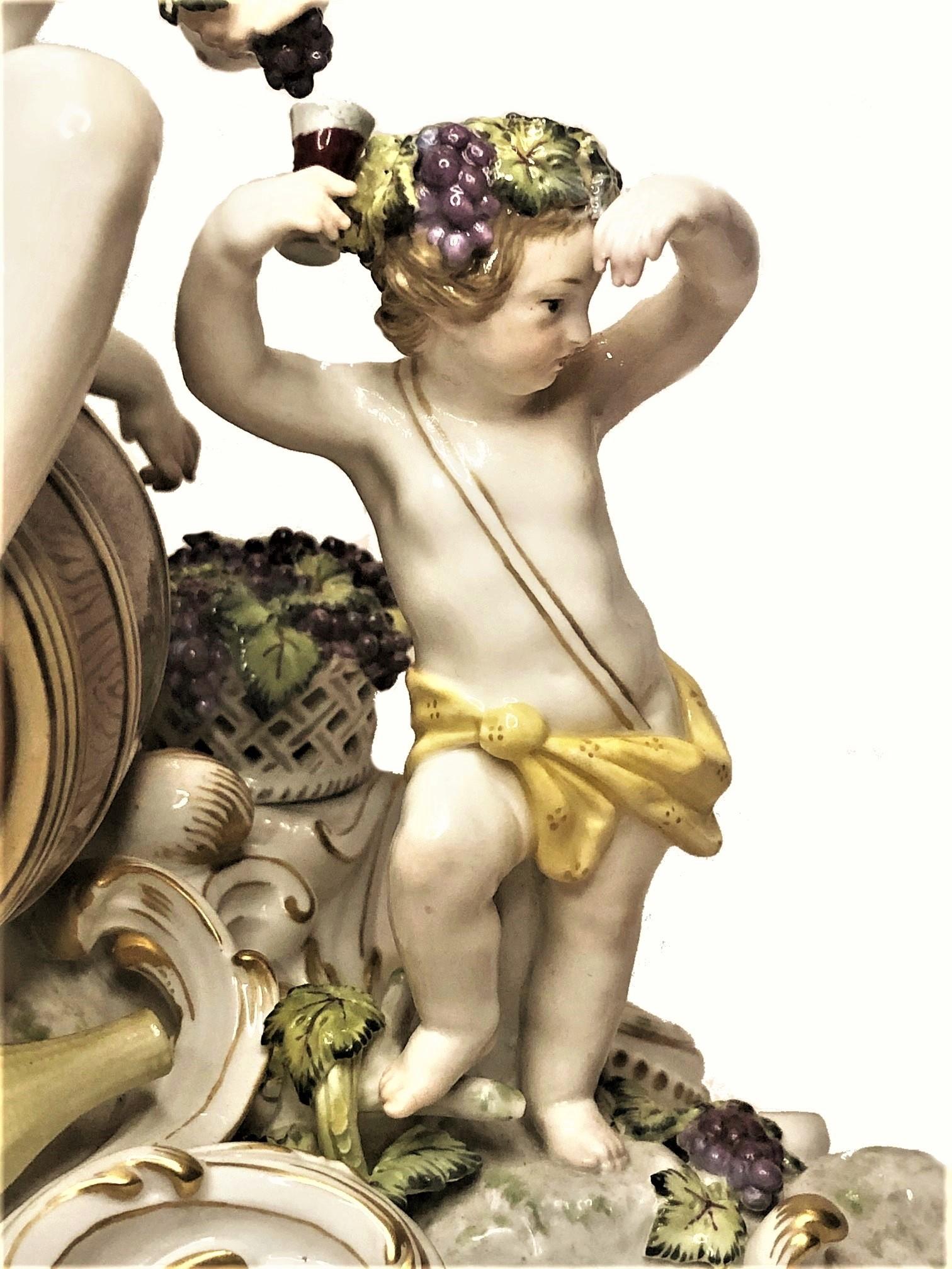 German Antique KPM Porcelain Group of Bacchus and Aphrodite’ Feast, XIX Century For Sale
