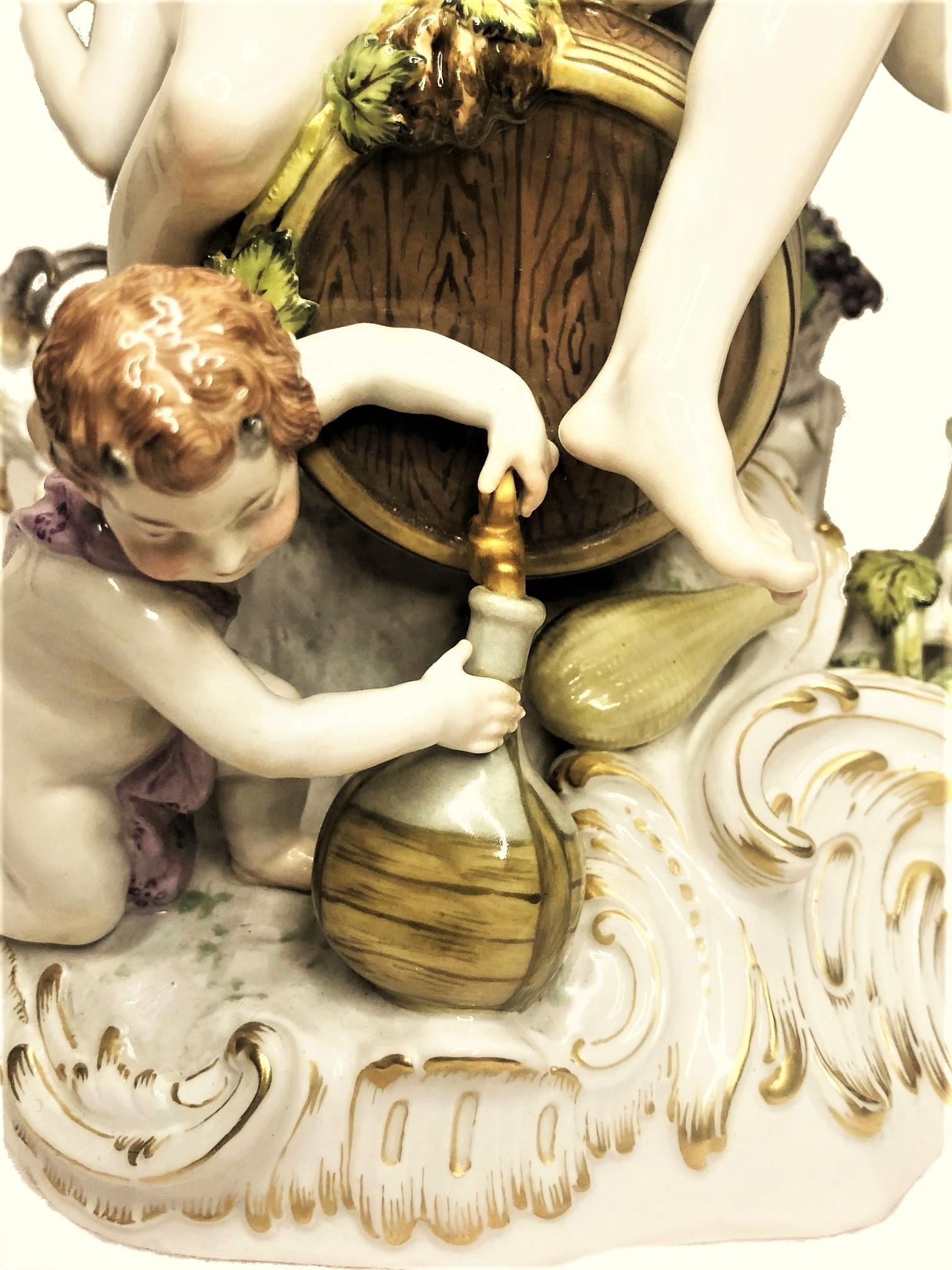 Painted Antique KPM Porcelain Group of Bacchus and Aphrodite’ Feast, XIX Century For Sale