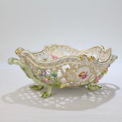 Antique KPM Royal Berlin Porcelain Flower Encrusted Reticulated Fruit Basket