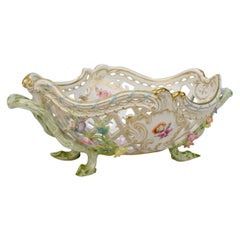 Antique KPM Royal Berlin Porcelain Flower Encrusted Reticulated Fruit Basket