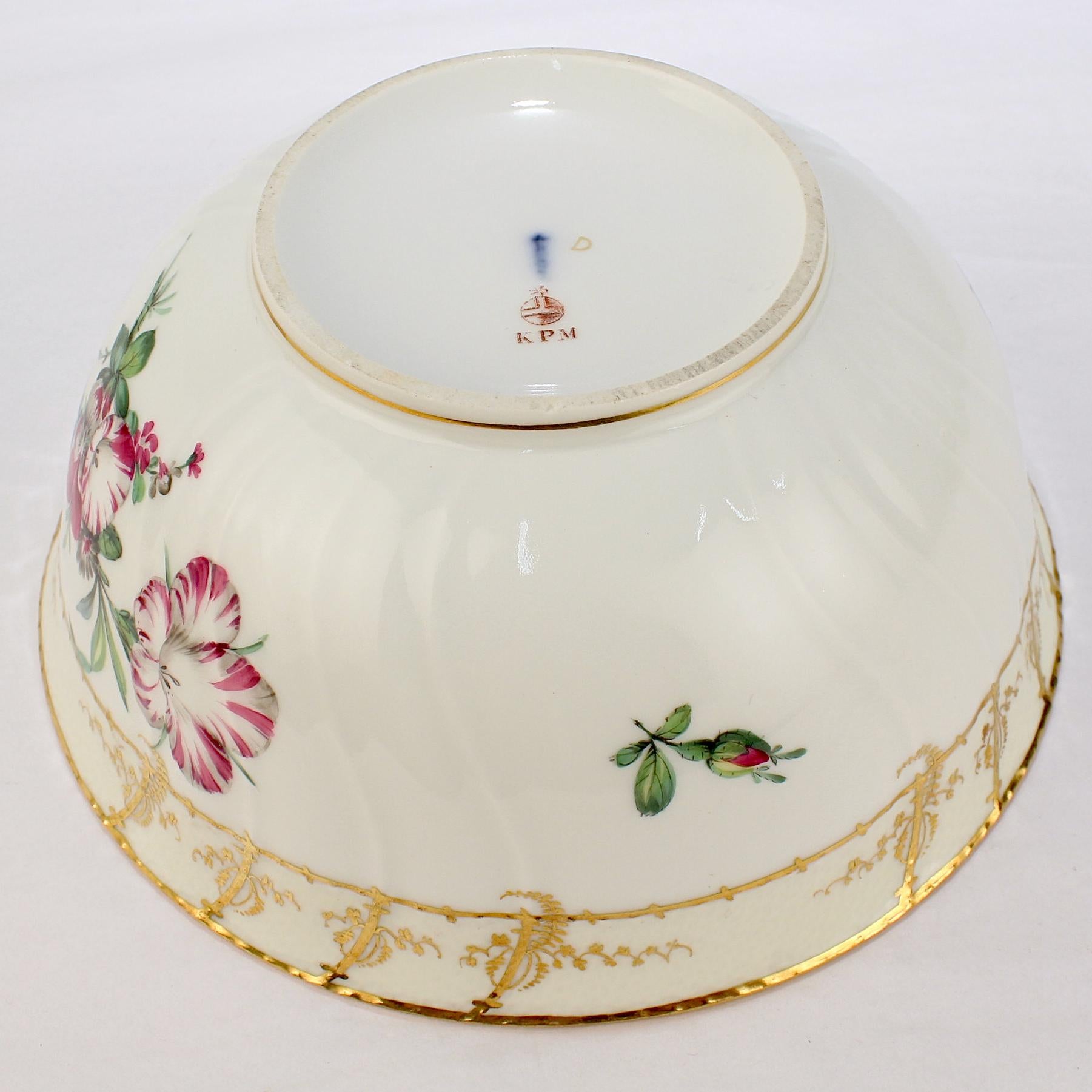 Antique KPM Royal Berlin Porcelain Neuosier Pattern Fruit Bowl For Sale 1