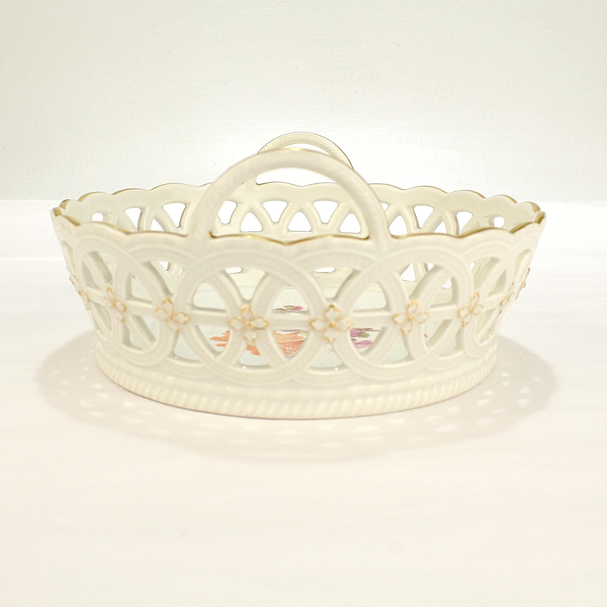 Antique KPM Royal Berlin Reticulated Porcelain Basket with Deutsche Blumen Decor For Sale 1