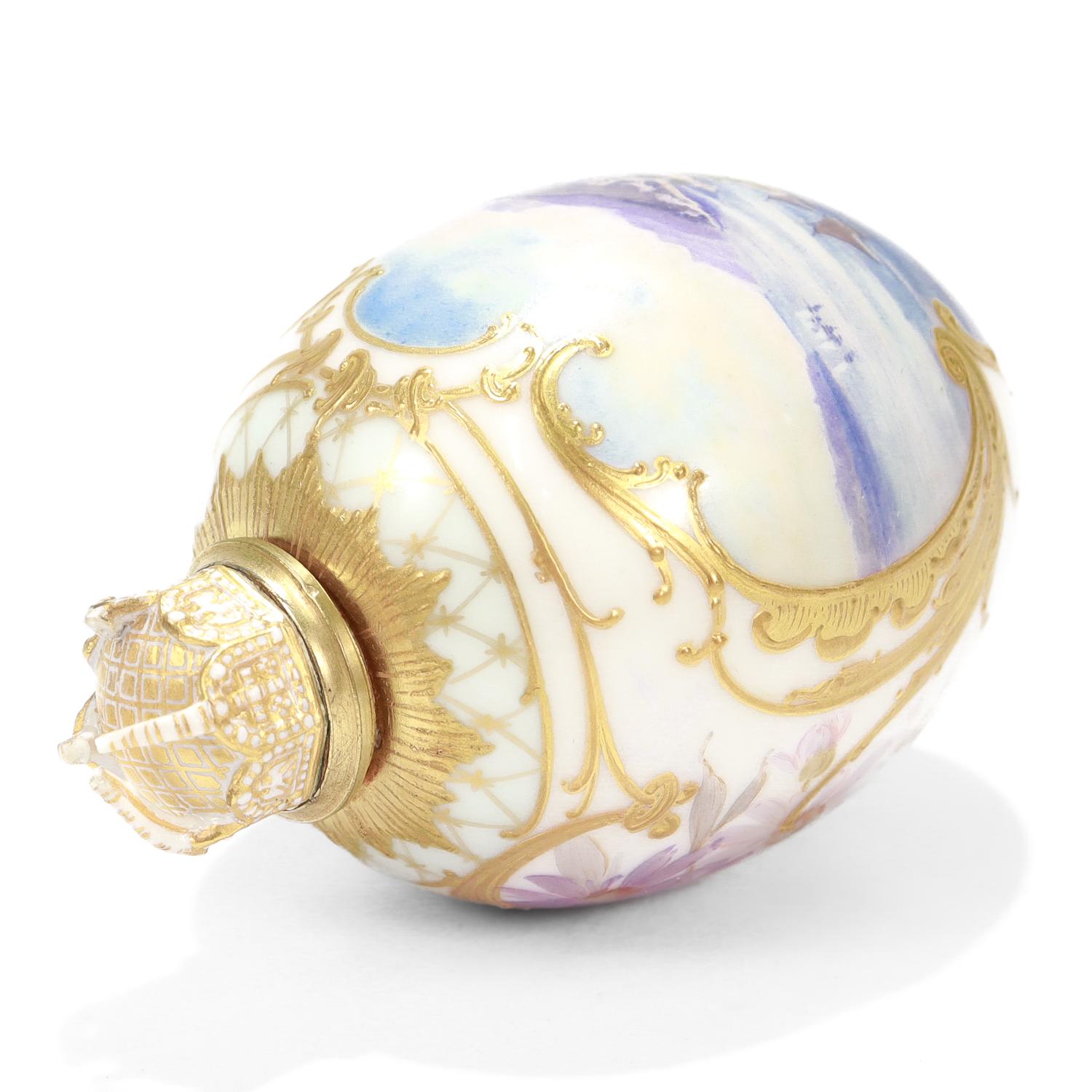 Antique KPM Royal Berlin Topographical/Weichmalerei Easter Egg Flacon or Bottle For Sale 4