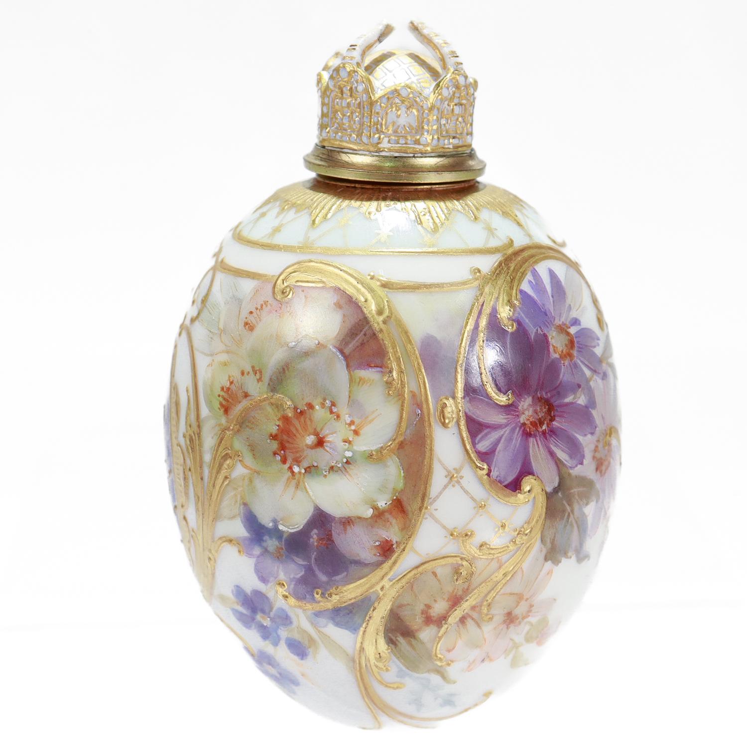 German Antique KPM Royal Berlin Topographical/Weichmalerei Easter Egg Flacon or Bottle For Sale