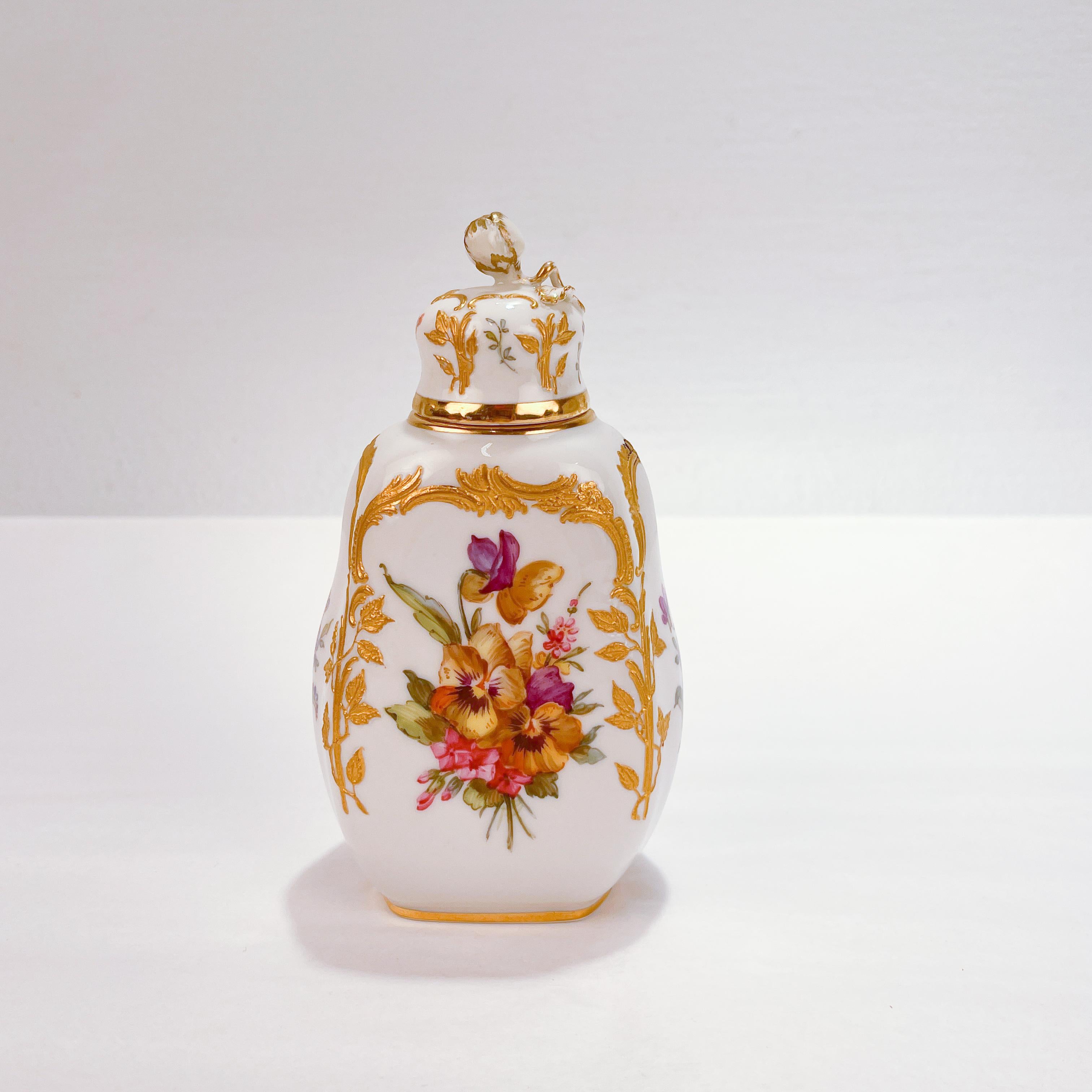 Rococo Revival Antique KPM Royal Berlin Neuzierat Porcelain Tea Caddy or Dresser Bottle