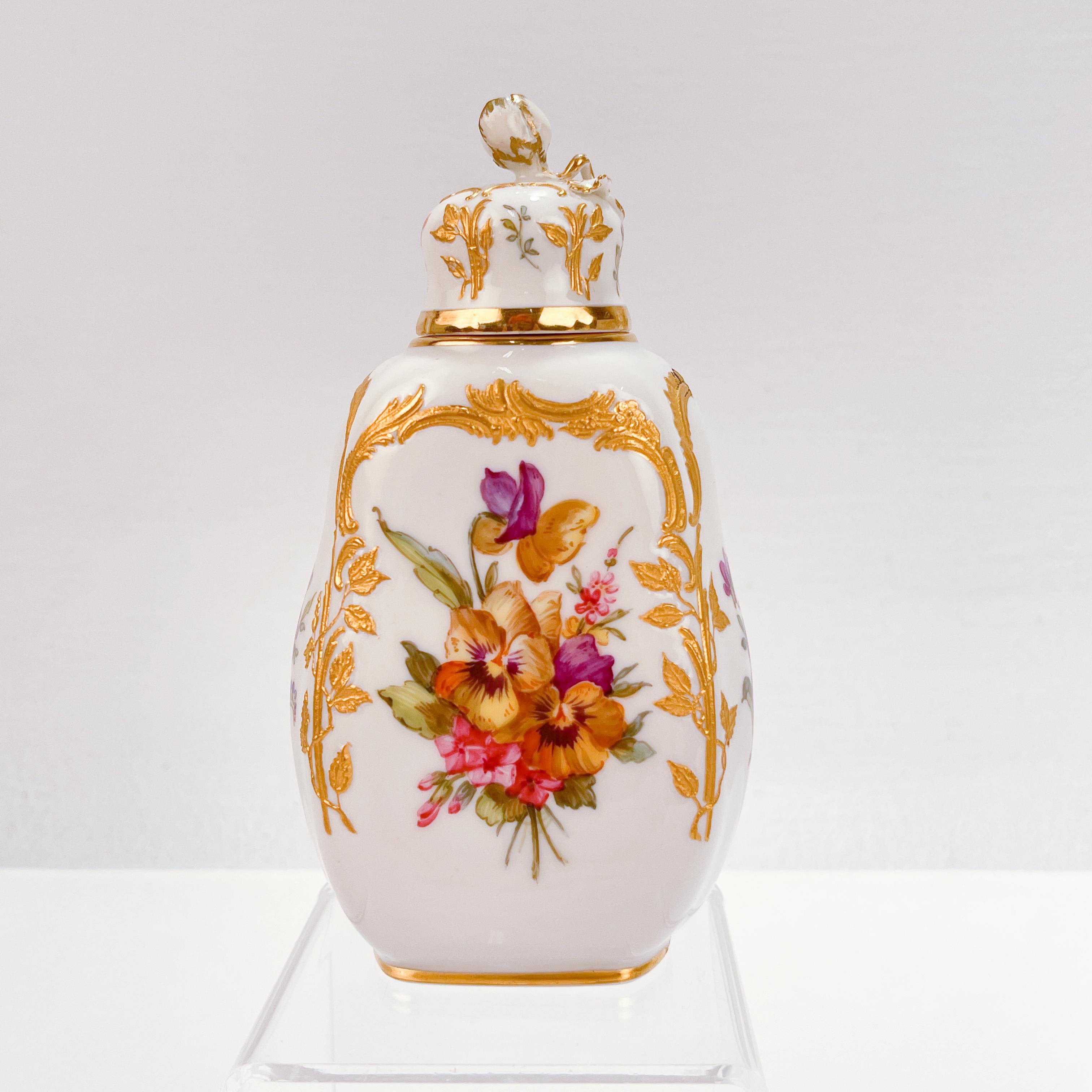 German Antique KPM Royal Berlin Neuzierat Porcelain Tea Caddy or Dresser Bottle