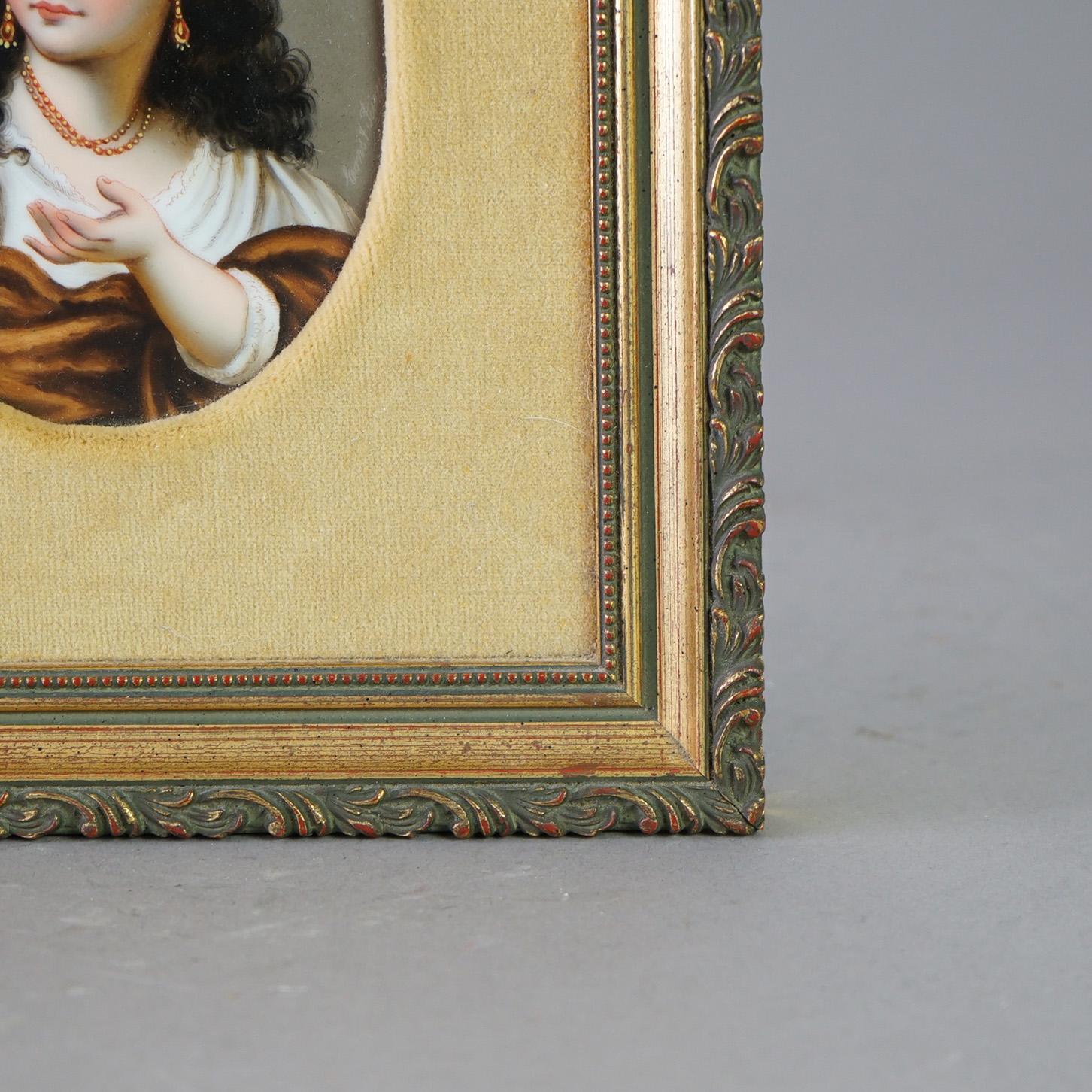 Antique KPM School Portrait Painting on Porcelain of Gypsy Girl Late 19th C For Sale 5