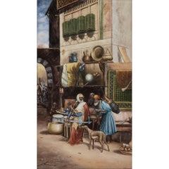 KPM Style Porcelain Plaque of Orientalist Bazaar Scene