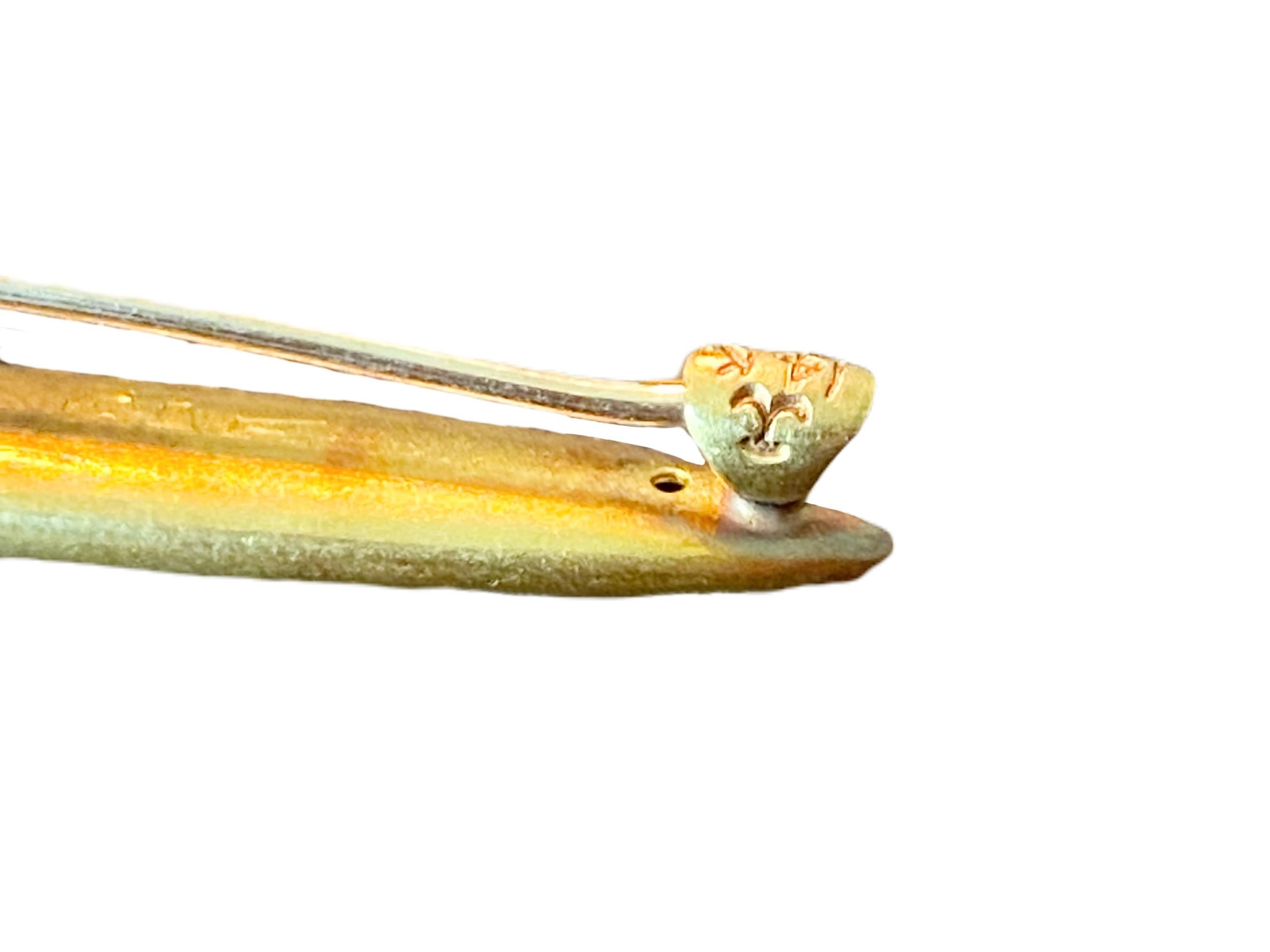 Uncut Antique Krementz 22k & 14k Gold Seed Pearl Pin Bar Brooch