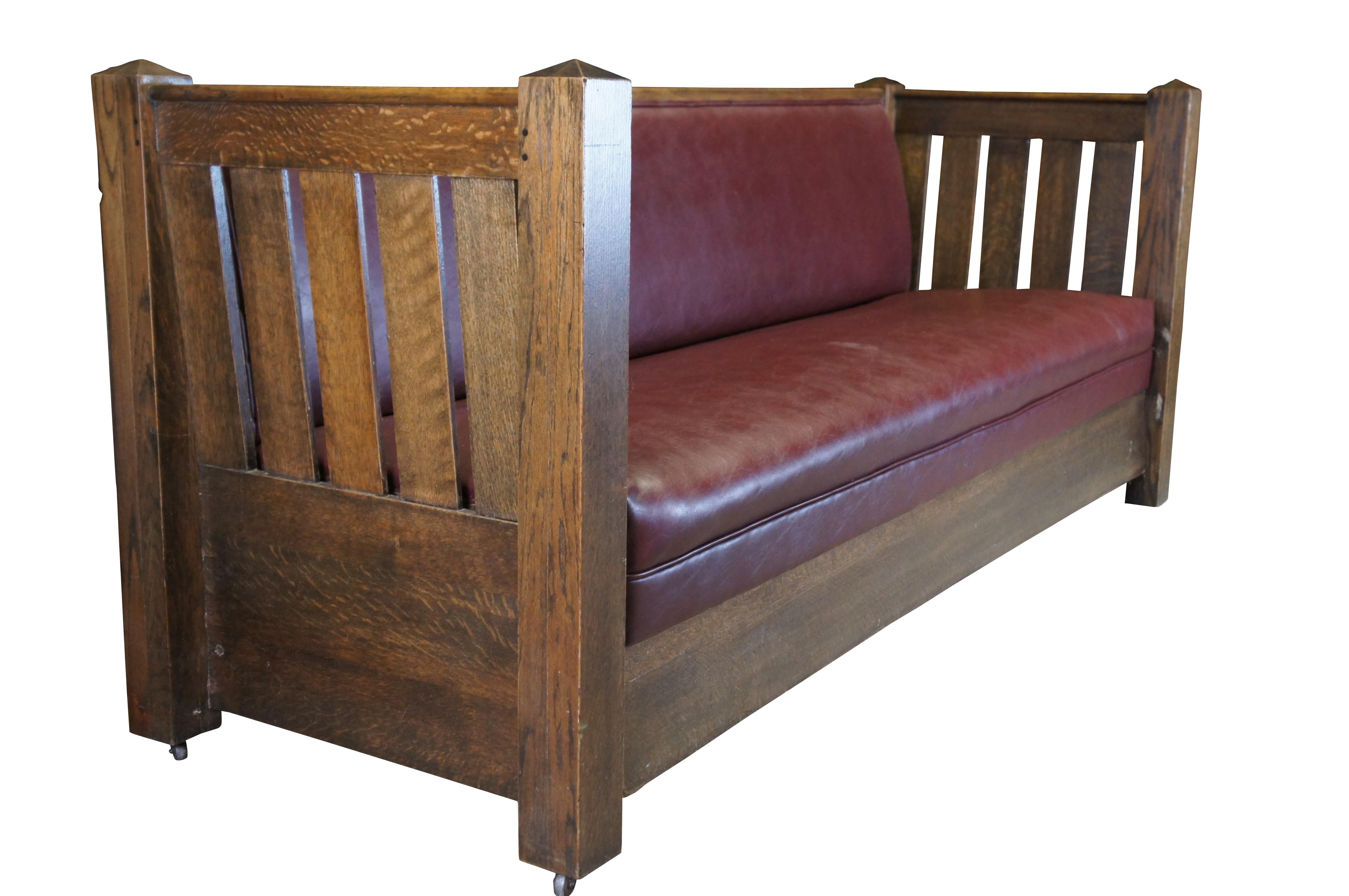 Antiguo Kroehler Mission Quartersawn Roble Sofá Sofá Cama Unifold Davenport Misión en venta