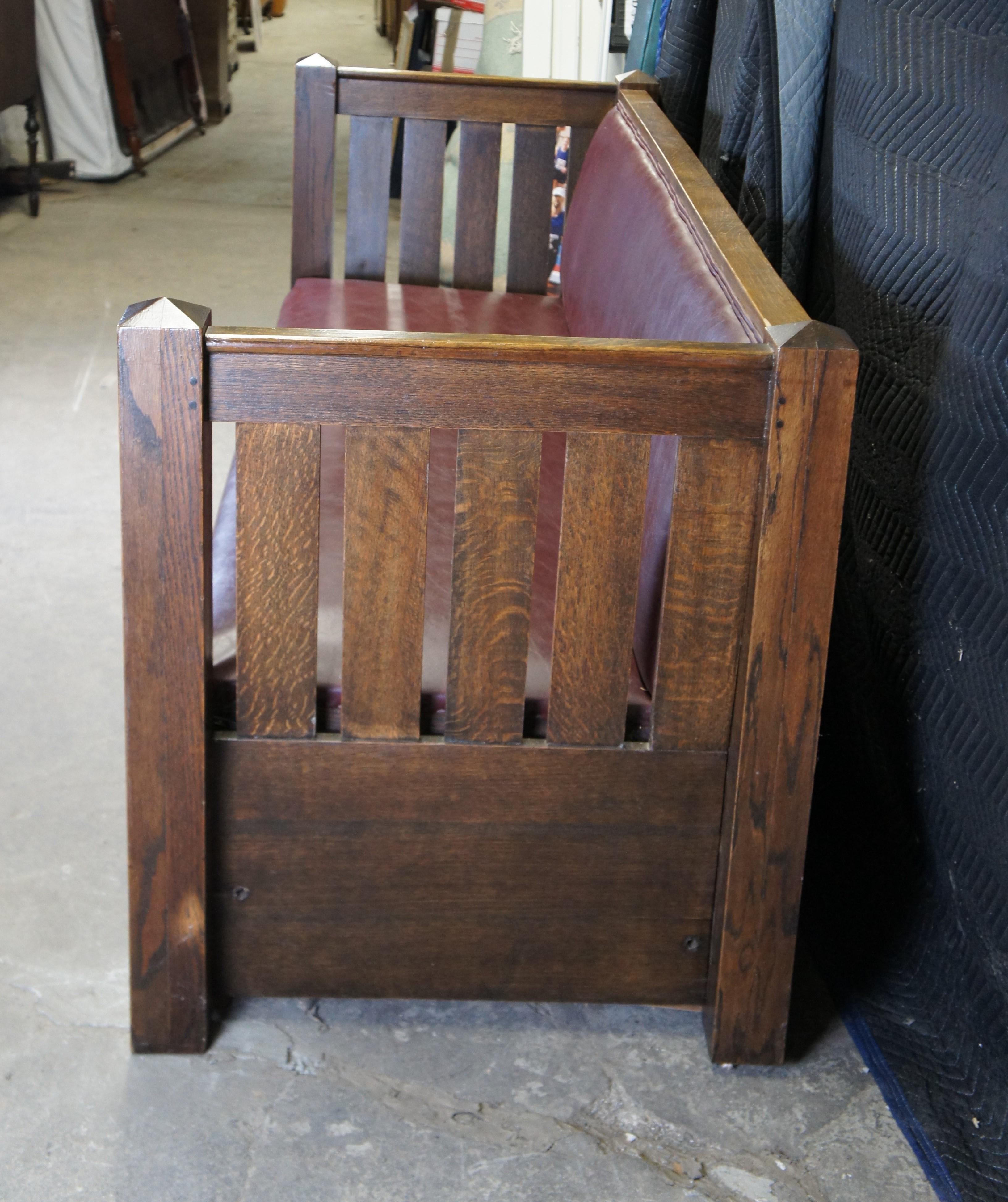 Antiguo Kroehler Mission Quartersawn Roble Sofá Sofá Cama Unifold Davenport cuero de imitación en venta