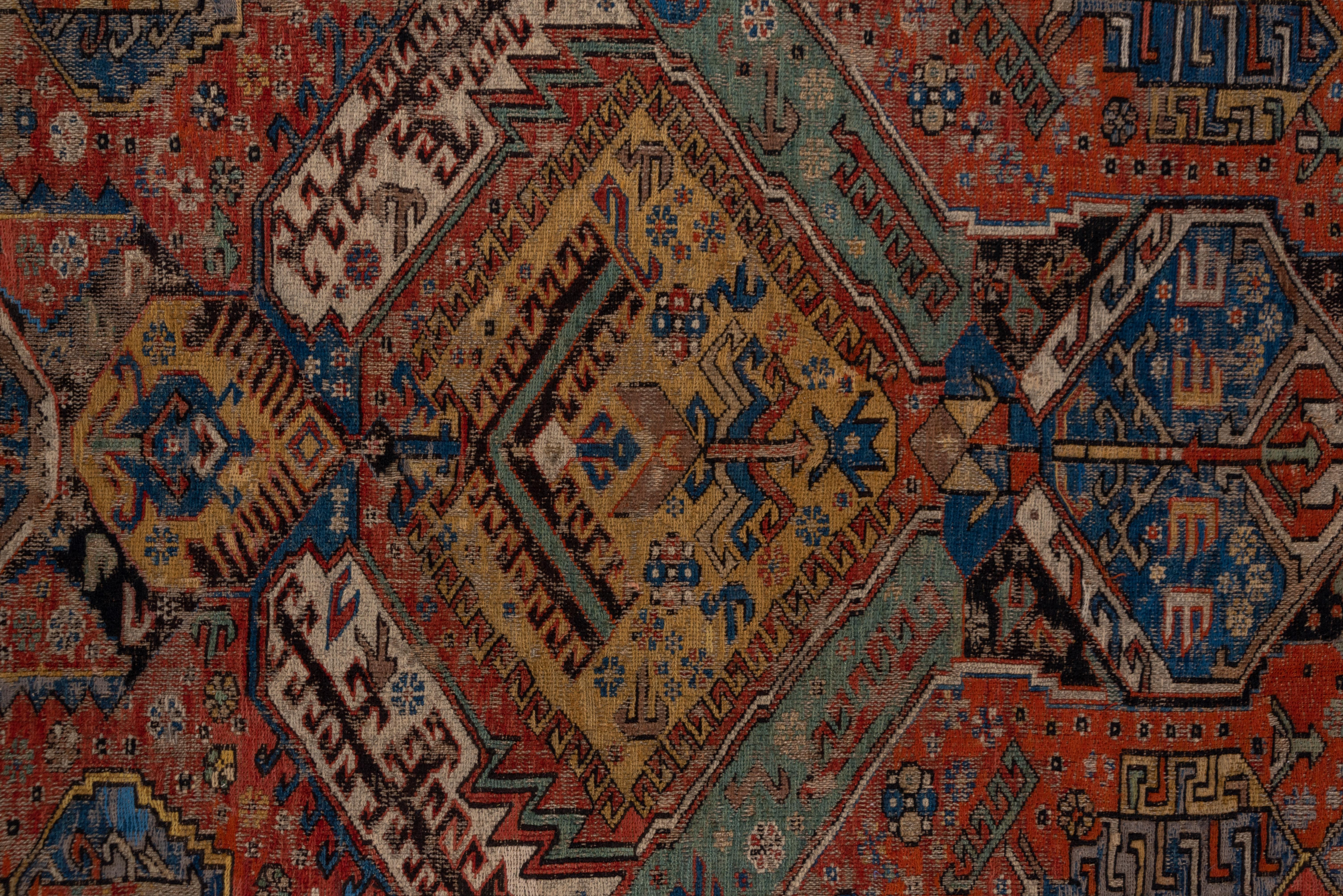 Antique Kuba Caucasian Sumak Carpet, Late 19th Century Handwoven, Colorful In Good Condition For Sale In New York, NY