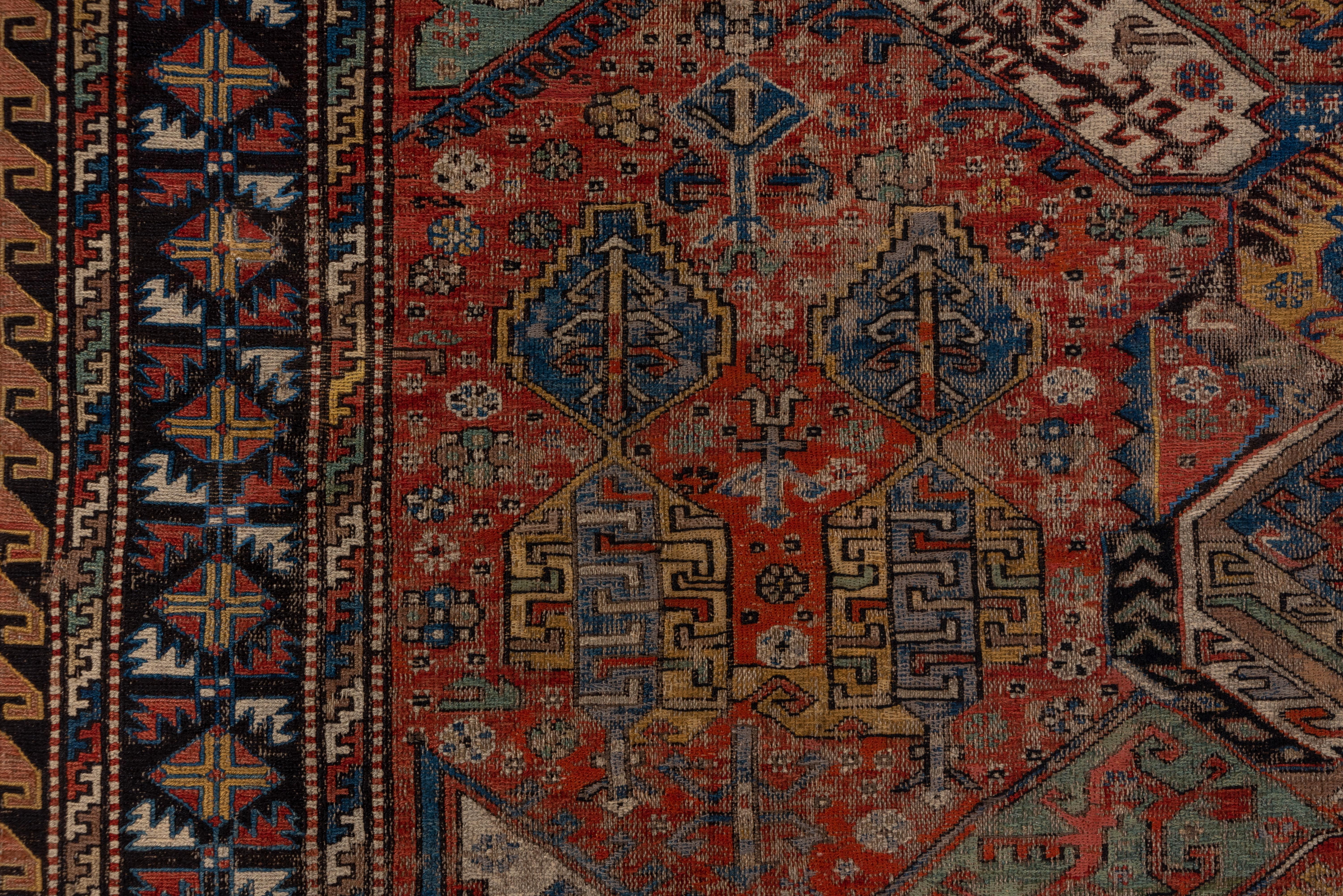 Antique Kuba Caucasian Sumak Carpet, Late 19th Century Handwoven, Colorful For Sale 1
