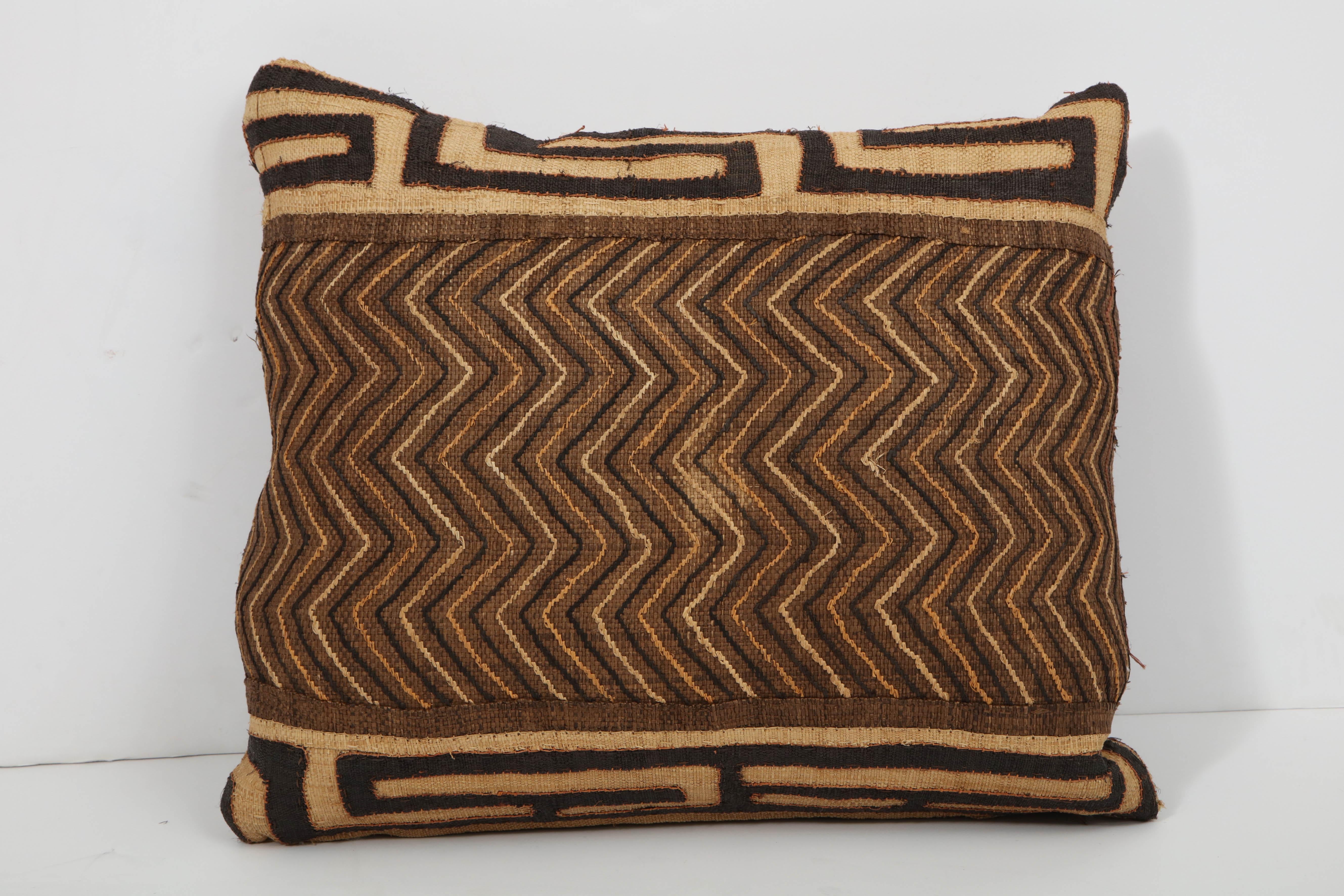 African Antique Kuba Cloth Pillow For Sale