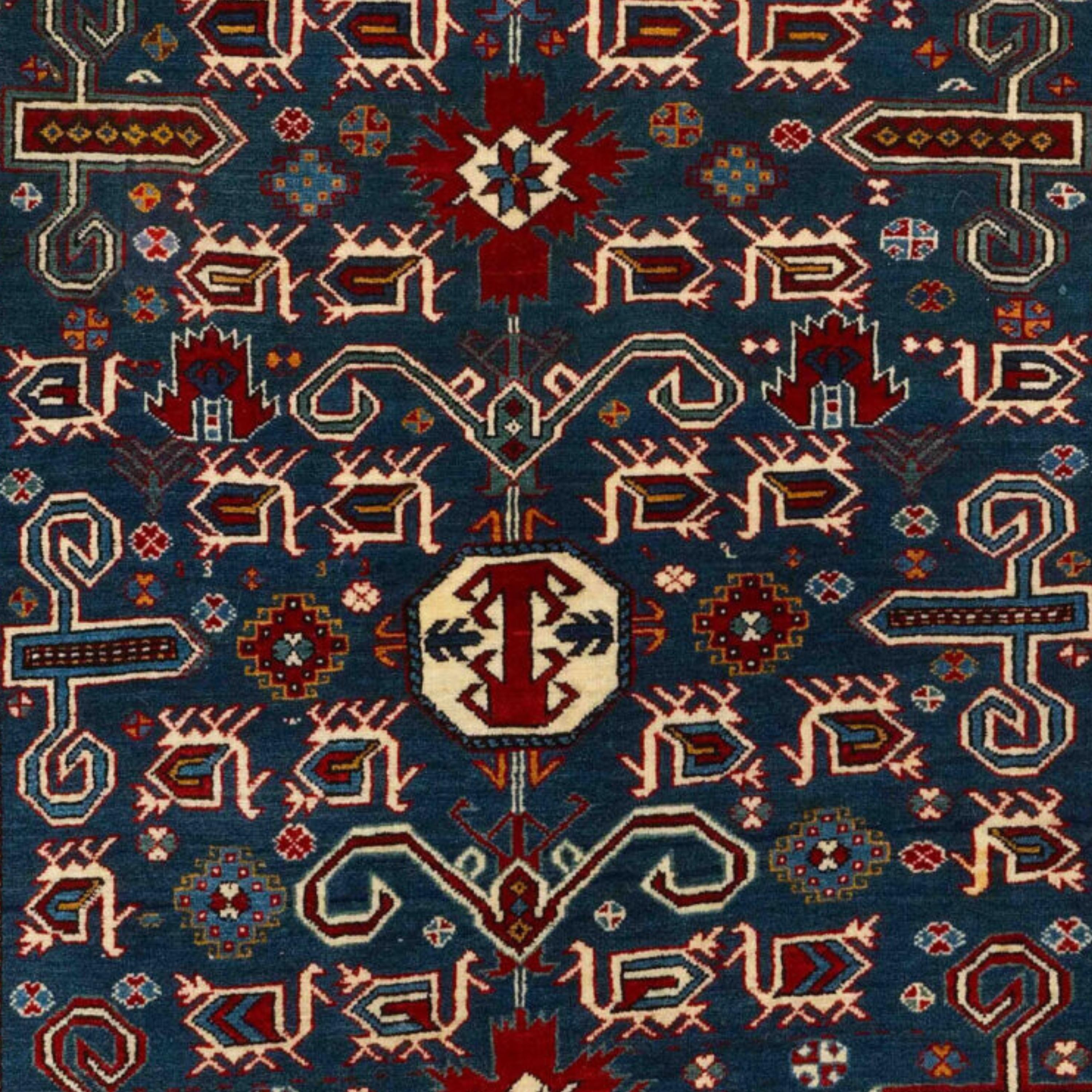 Caucasian Antique Kuba Perepedil Rug - Late 19th Century East Caucasus Perepedil Rug For Sale