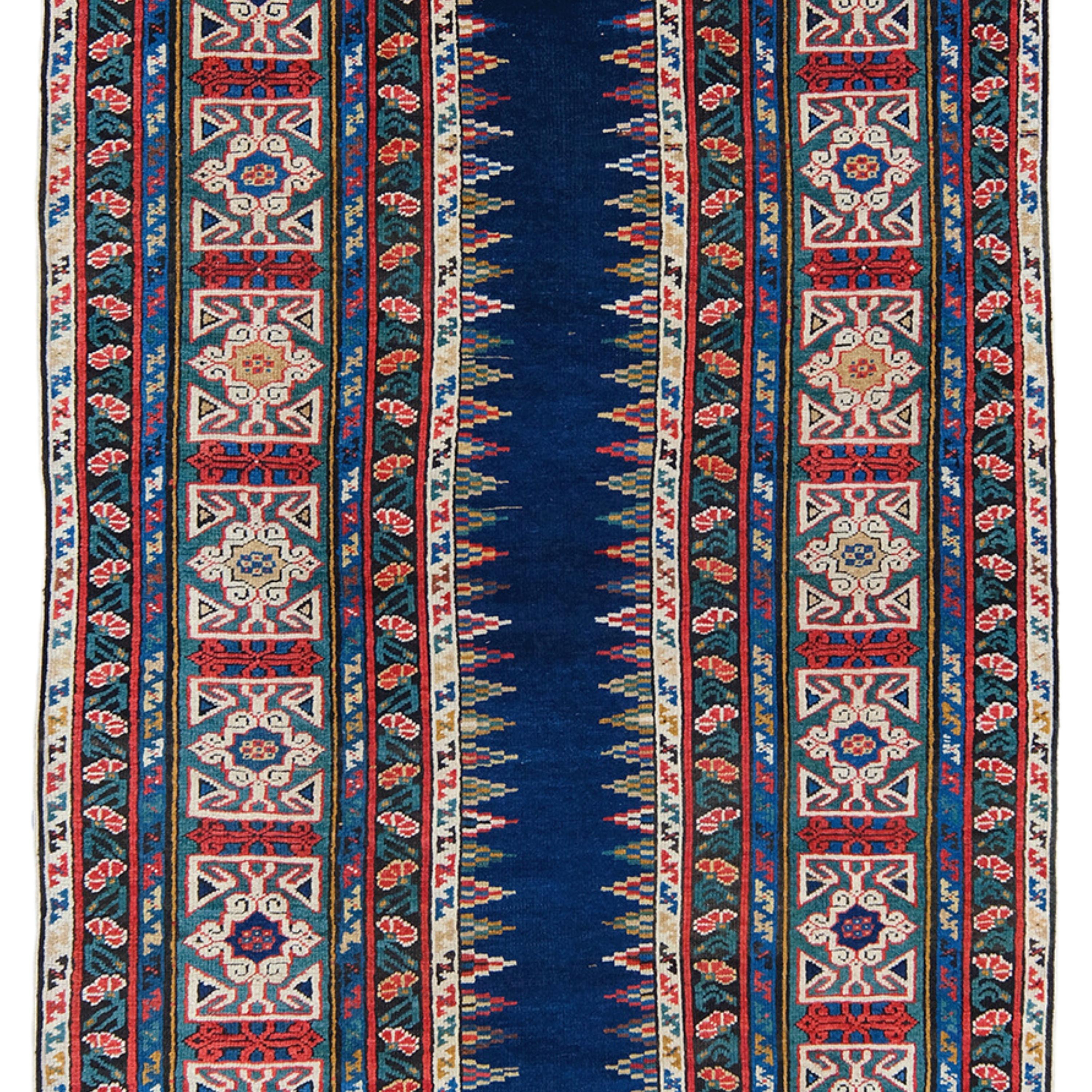 Antique Kuba Rug - 19th Century Caucasian Rug, Handmade Wool Rug, Antique Rug In Good Condition For Sale In Sultanahmet, 34