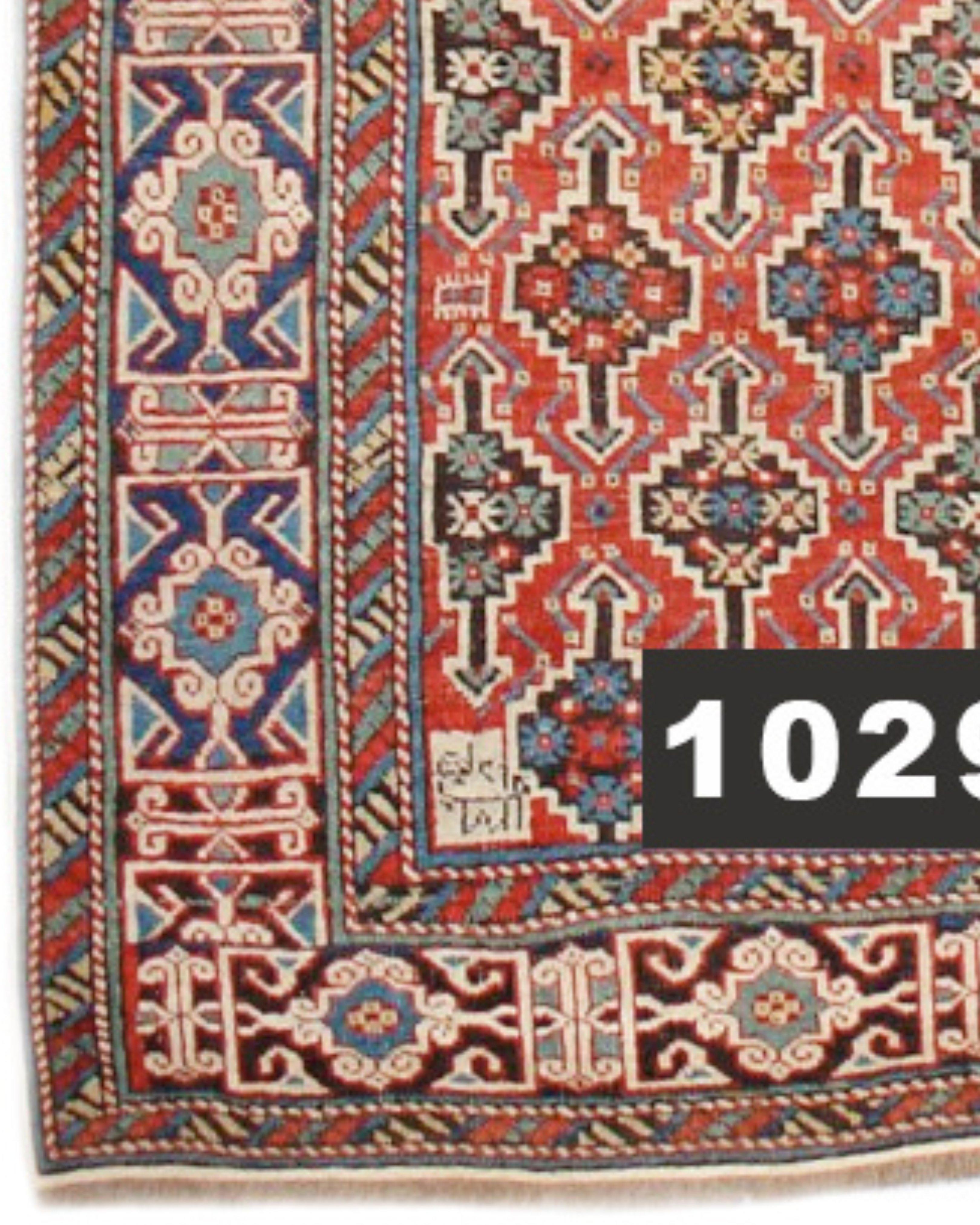 Noué à la main Tapis ancien Kuba, 19e siècle en vente