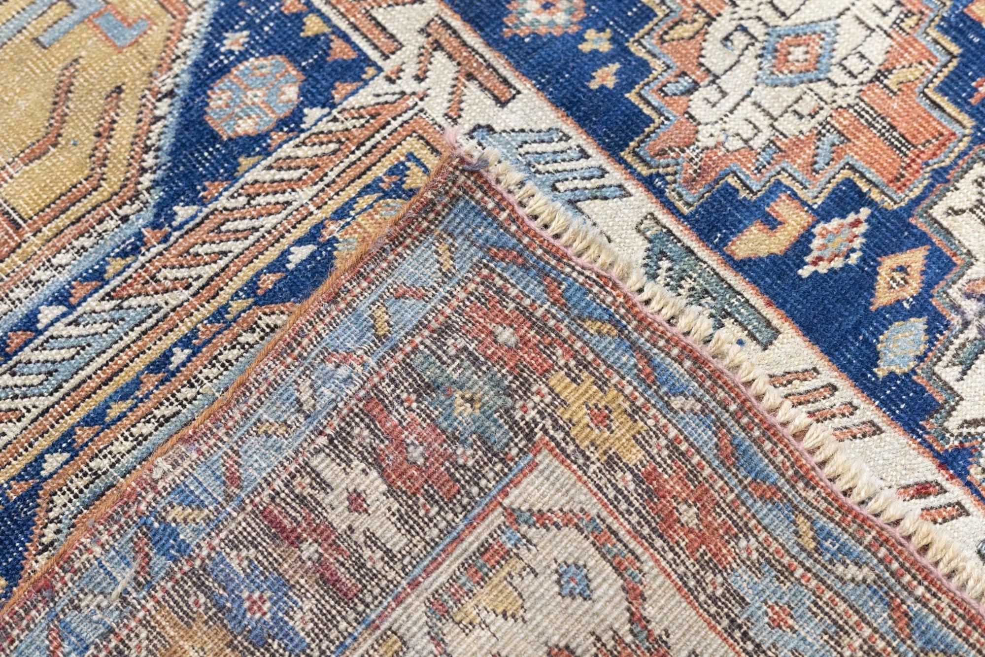 Hand-Knotted Antique Kuba Rug 3'10'' x 4'5'' For Sale