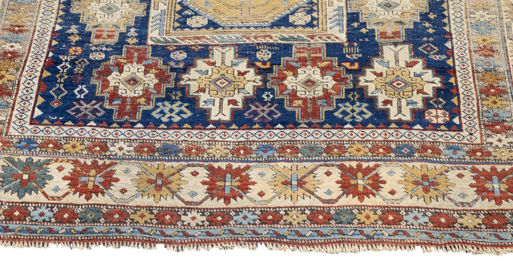 19th Century Antique Kuba Rug 3'10'' x 4'5'' For Sale