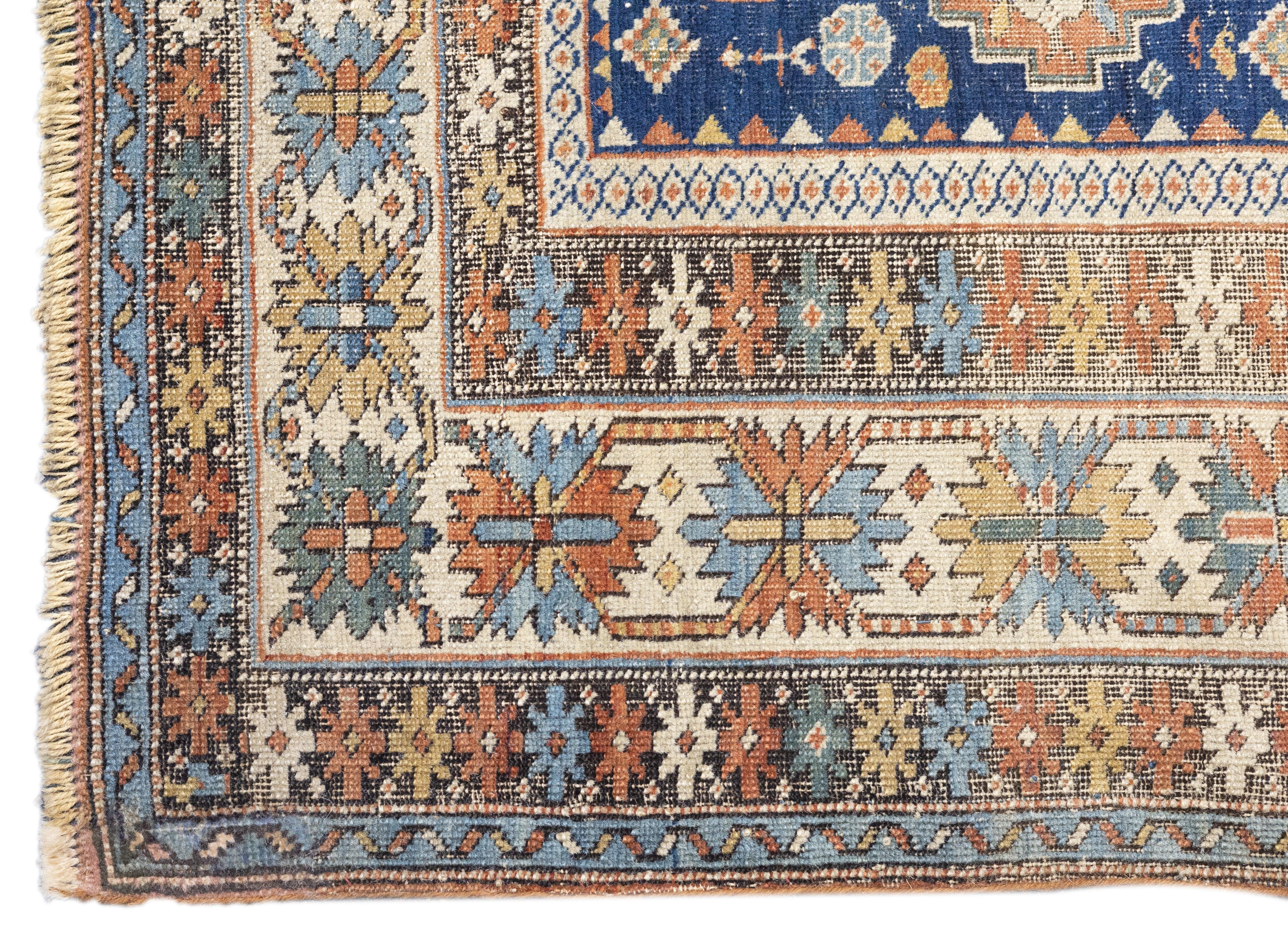 Antique Kuba Rug 3'10'' x 4'5'' For Sale 1