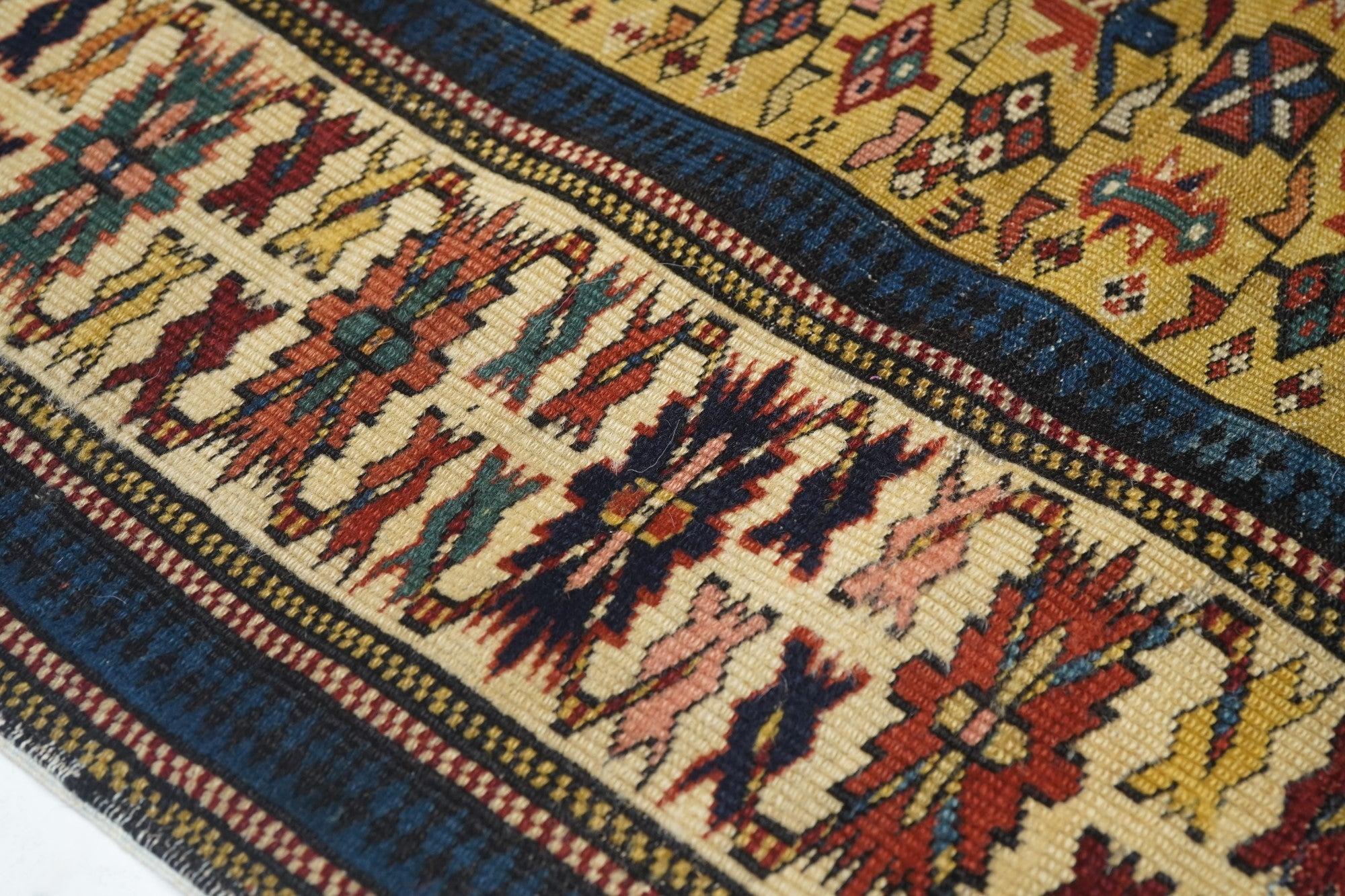 Caucasien Tapis Kuba ancien de 3'2'' x 4'7'' en vente