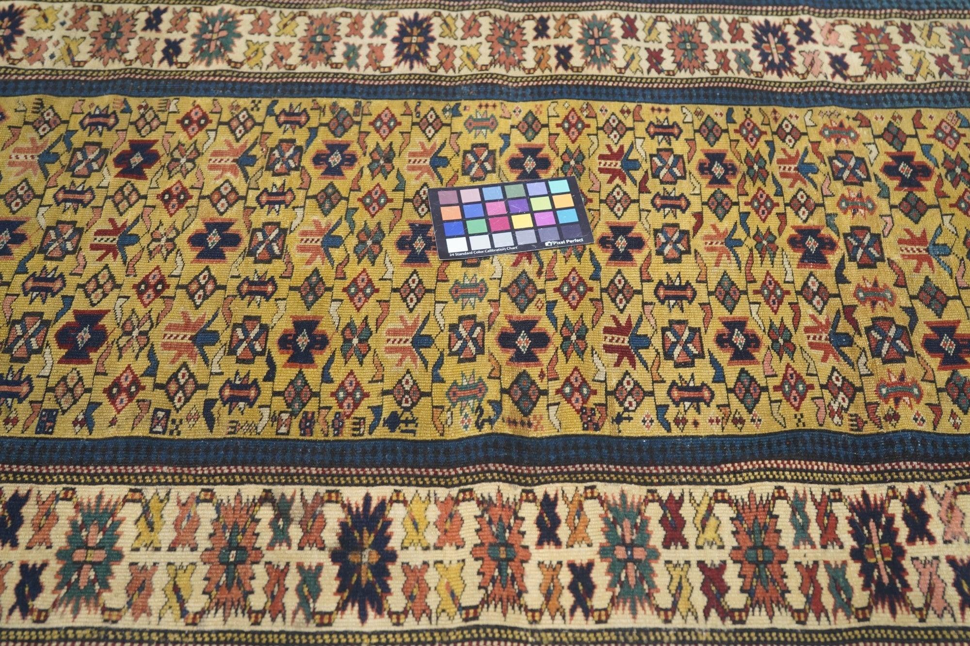 XIXe siècle Tapis Kuba ancien de 3'2'' x 4'7'' en vente