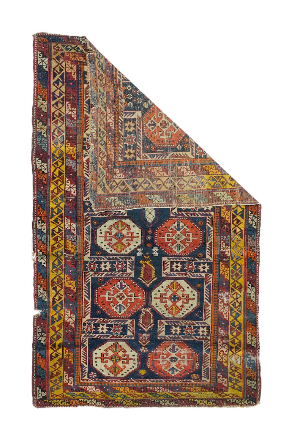 Tapis Kuba antique 3'9'' x 6'3''.