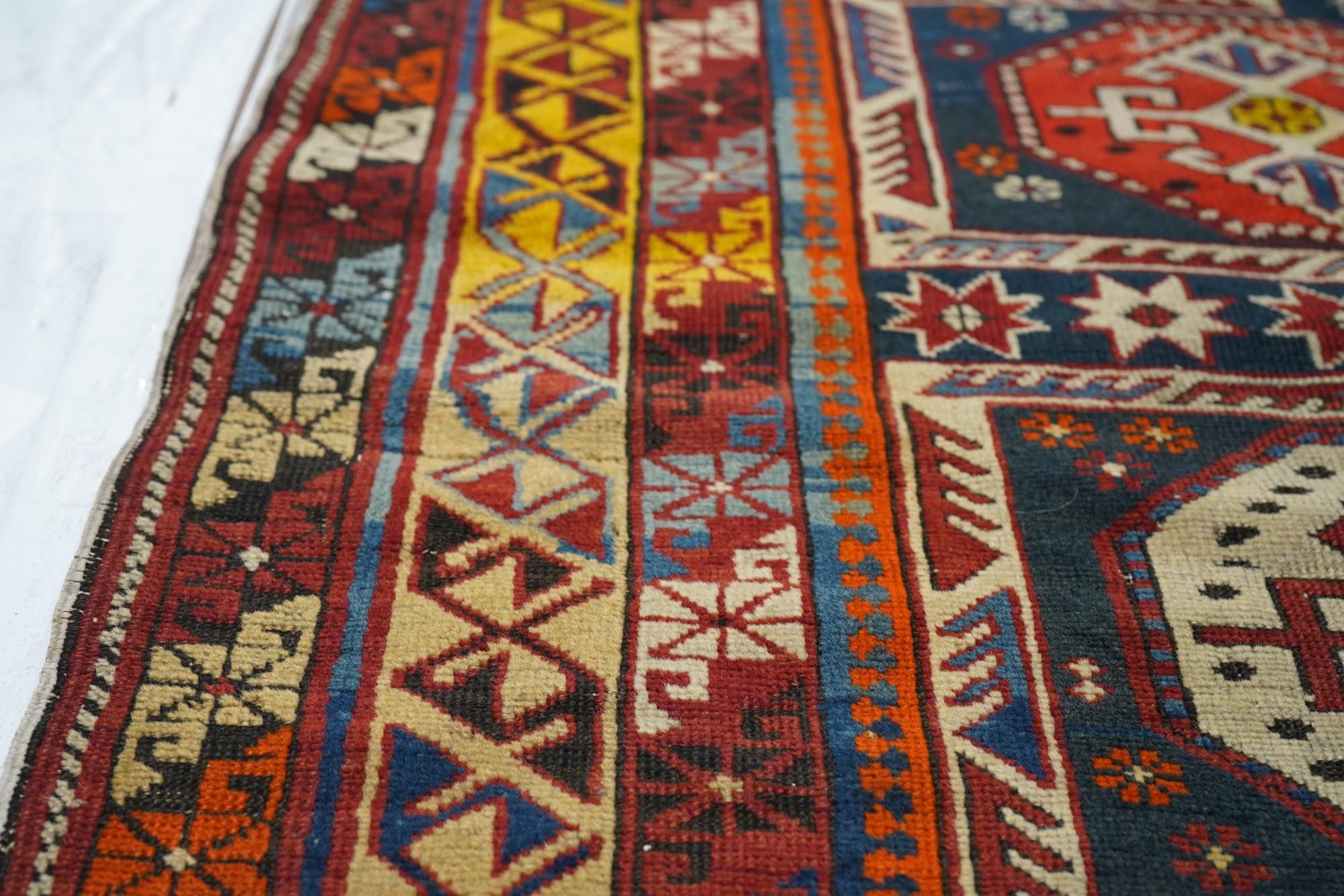 Early 20th Century Antique Kuba Rug 3'9'' x 6'3'' For Sale
