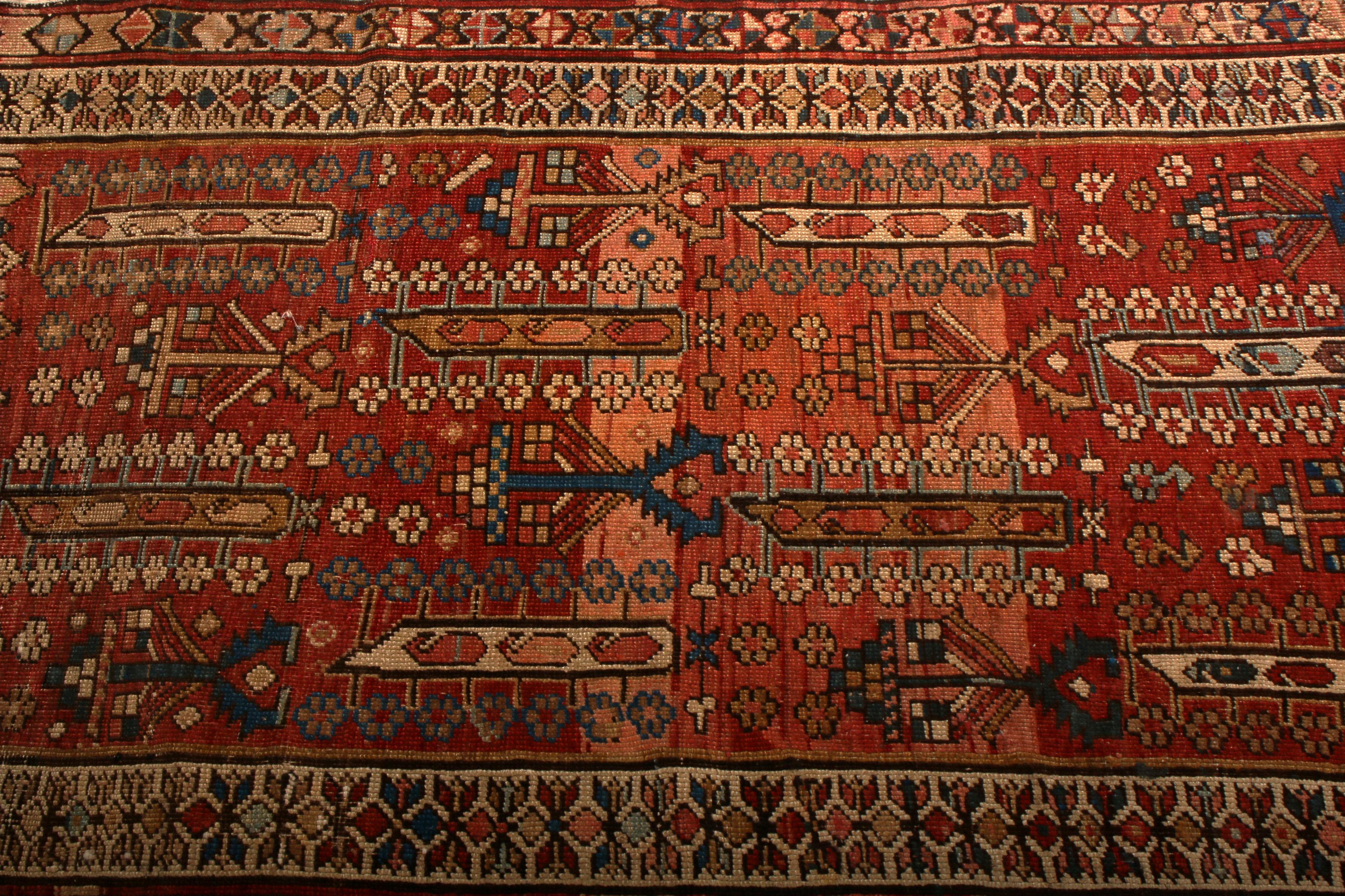 Antiker antiker Kuba-Teppich in Beige und Rot mit Boteh-Stammesmuster und rosa Akzent von Teppich & Kelim (Russisch) im Angebot
