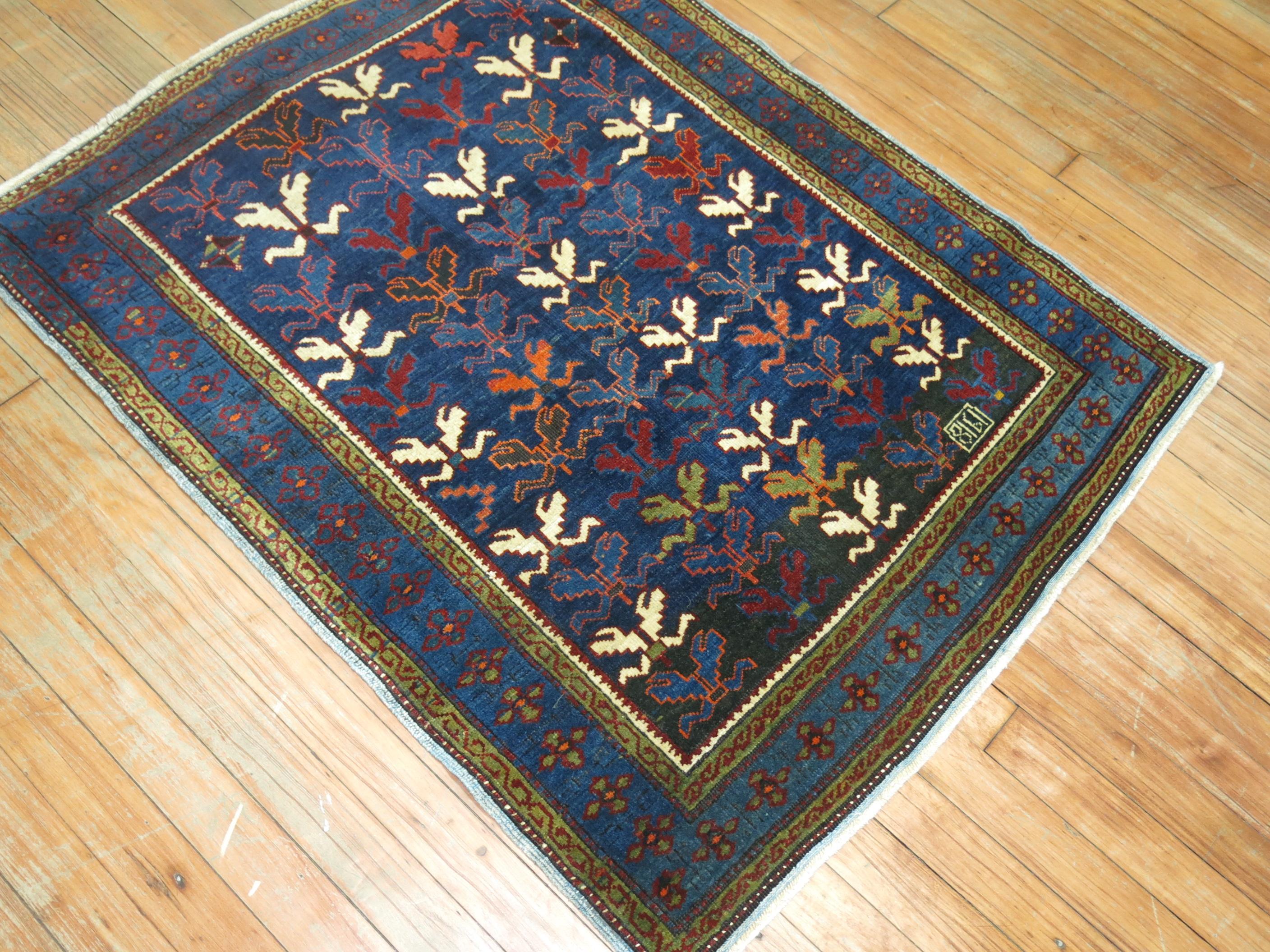 Early 20th Century Antique Kuba Rug Dated 1918