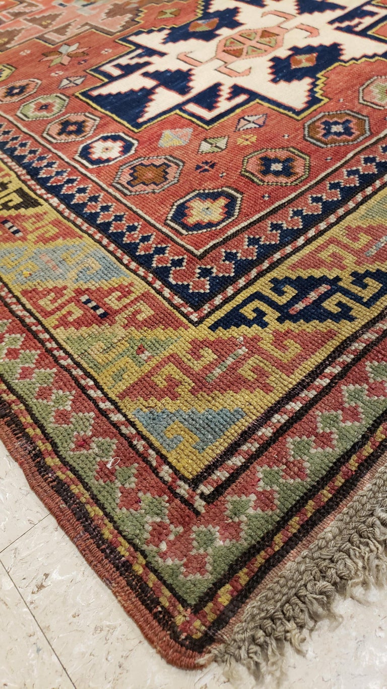 Kuba Rug Antique Kuba Rug, Handmade Oriental Rug, Red, Green, Yellow, Ivory ...