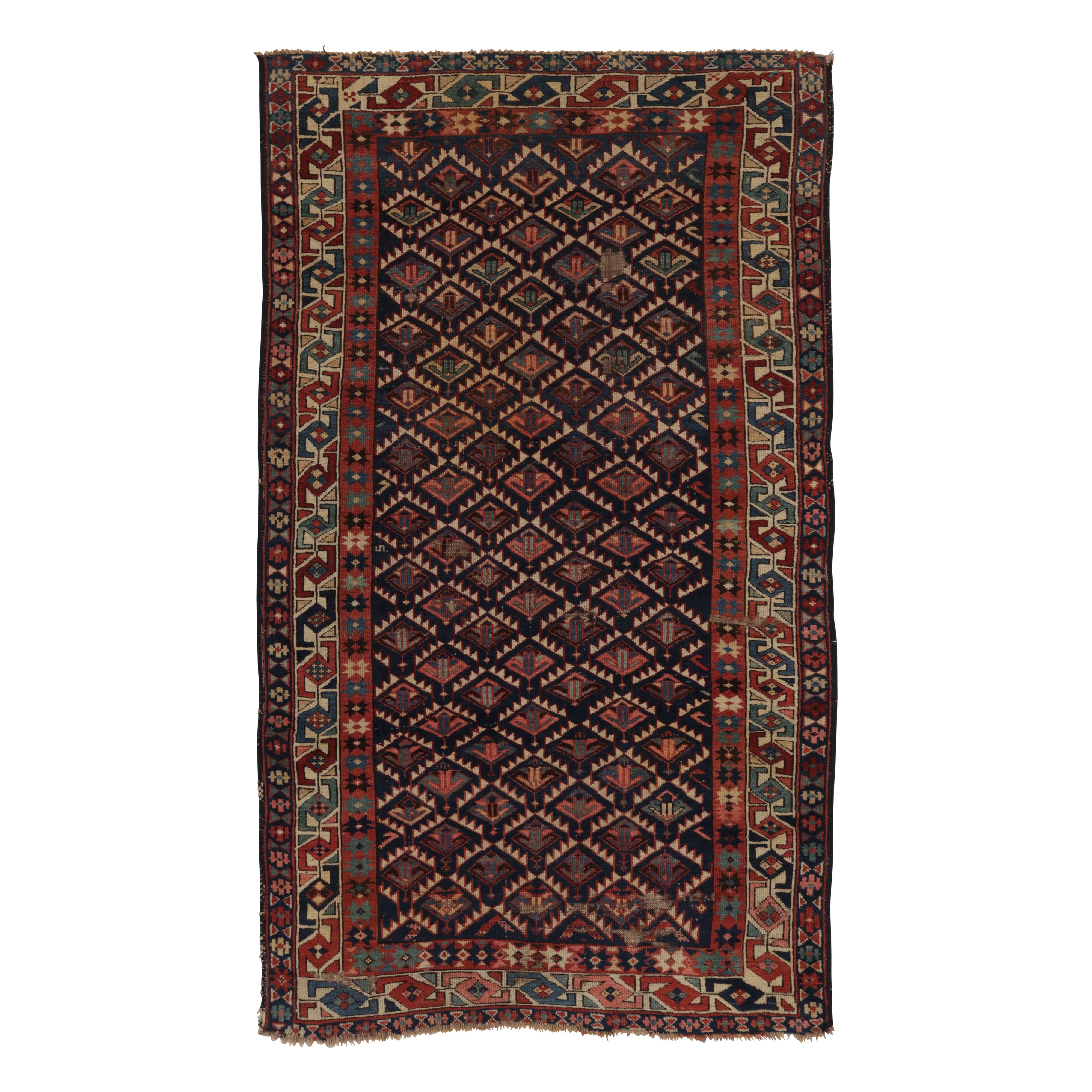 Antique Kuba Rug in Beige-Brown with Tribal Geometric Patterns - Rug 
Kilim For Sale