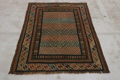 Antiker Kuba-Teppich in Rot und Beige-Braun mit geometrischen Mustern - Rug & Kilim